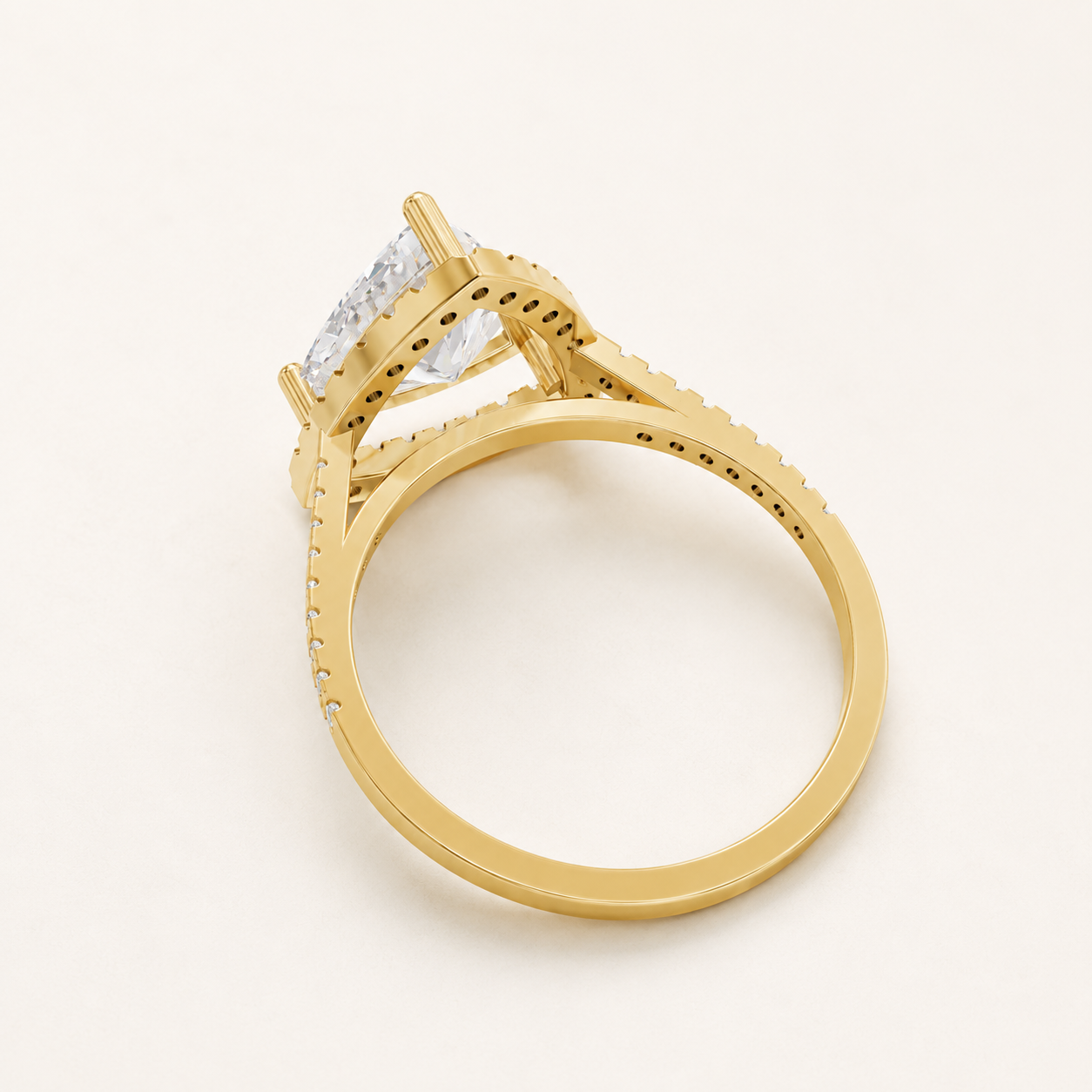 2.25 CT Trillion Diamond Halo Ring in Yellow Gold, White Gold & Rose Gold - view 2