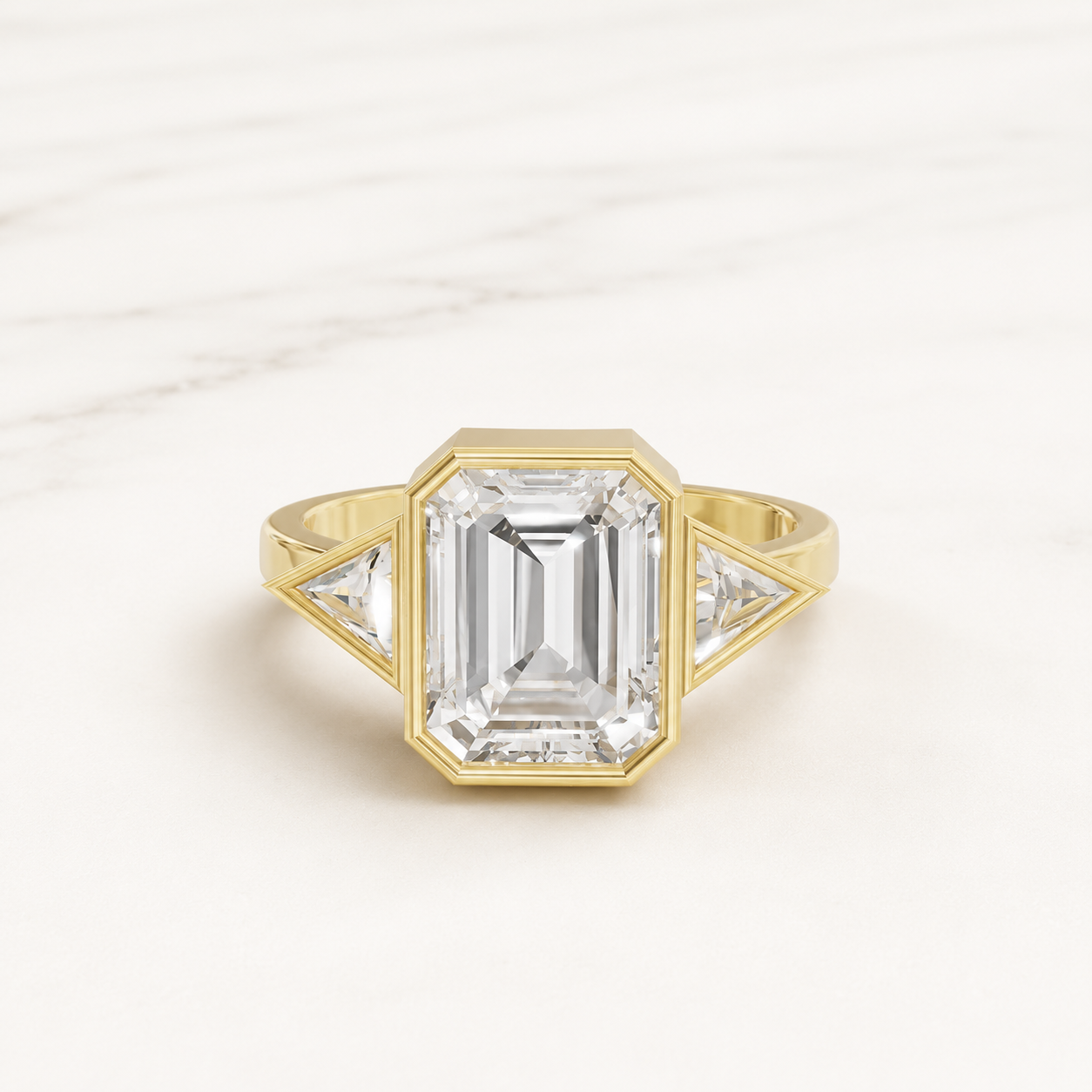 2.60 CT Emerald Cut Diamond Ring in Yellow Gold, White Gold & Rose Gold