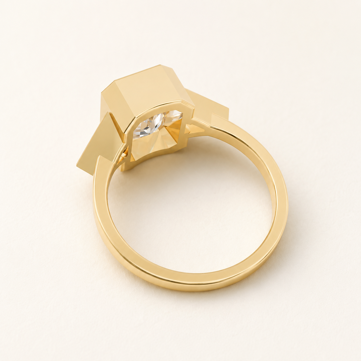 2.60 CT Emerald Cut Diamond Ring in Yellow Gold, White Gold & Rose Gold - view 2