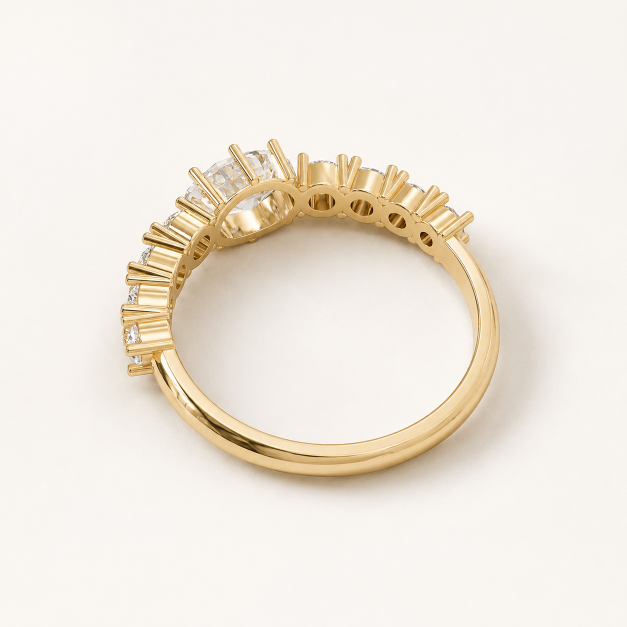 0.800 CT Oval Diamond Band Ring in Yellow Gold, White Gold & Rose Gold - view 2