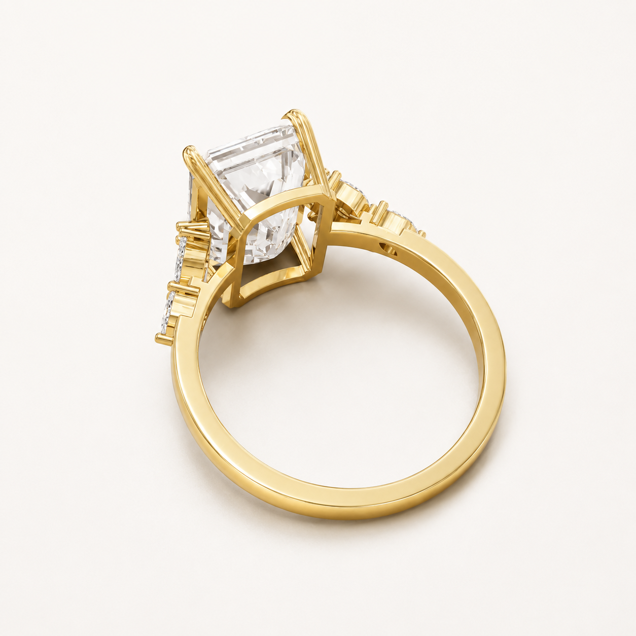 4.60 CT Emerald Cut Diamond Ring in Yellow Gold, White Gold & Rose Gold - view 2