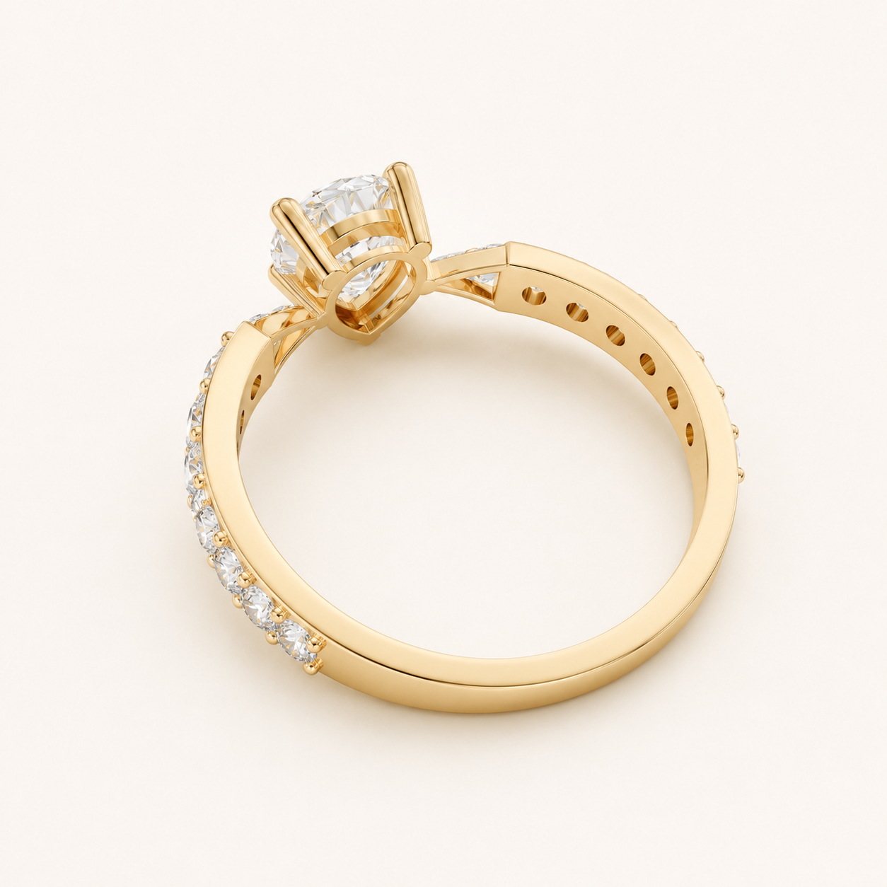 0.500 CT Pear Diamond Ring in Yellow Gold, White Gold & Rose Gold - view 2