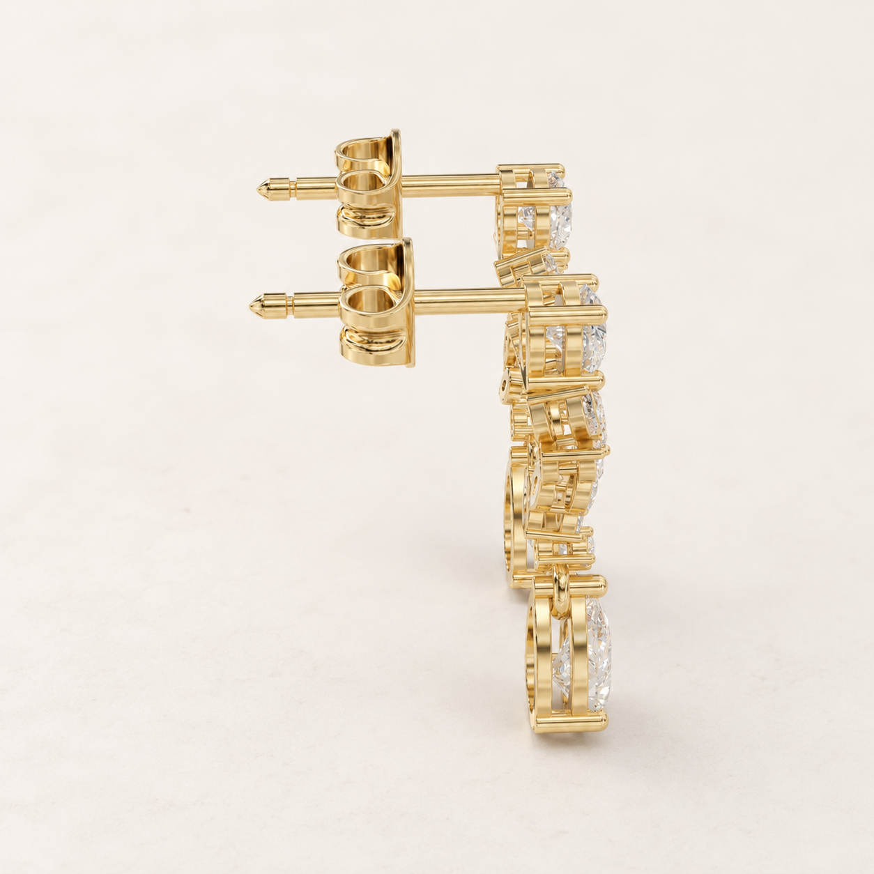 1.20 CT Pear Diamond Leaf Drop Earrings in Yellow Gold, White Gold & Rose Gold - view 2