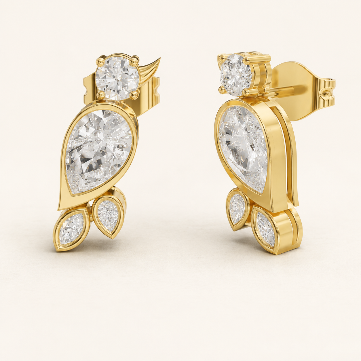 1.20 CT Pear Diamond Drop Earrings in Yellow Gold, White Gold & Rose Gold