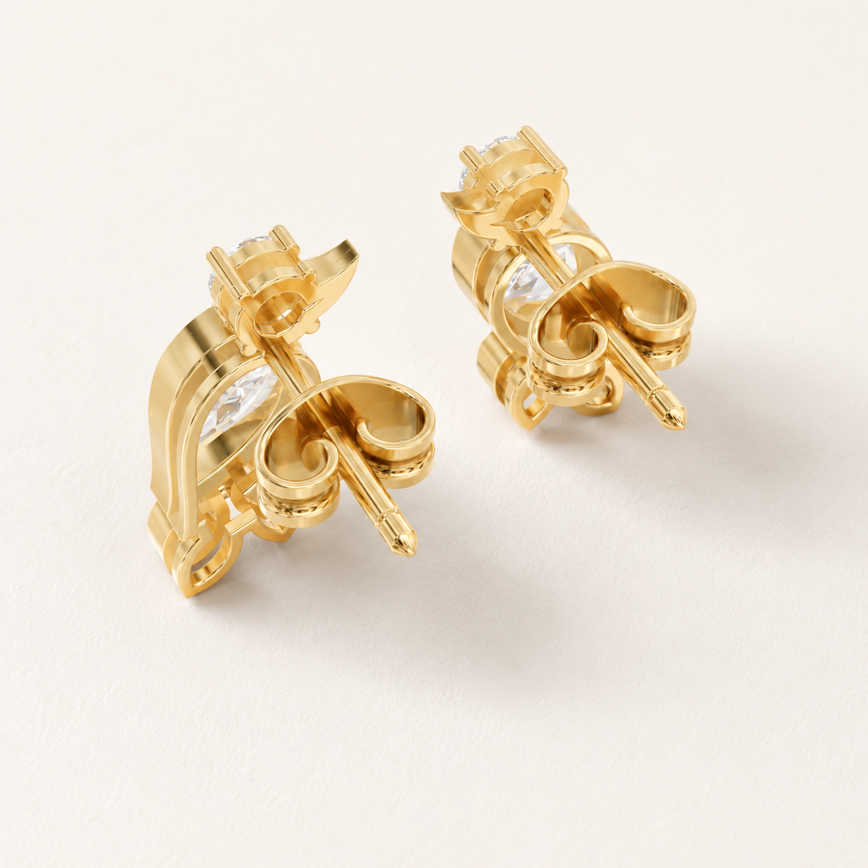 1.20 CT Pear Diamond Drop Earrings in Yellow Gold, White Gold & Rose Gold - view 2