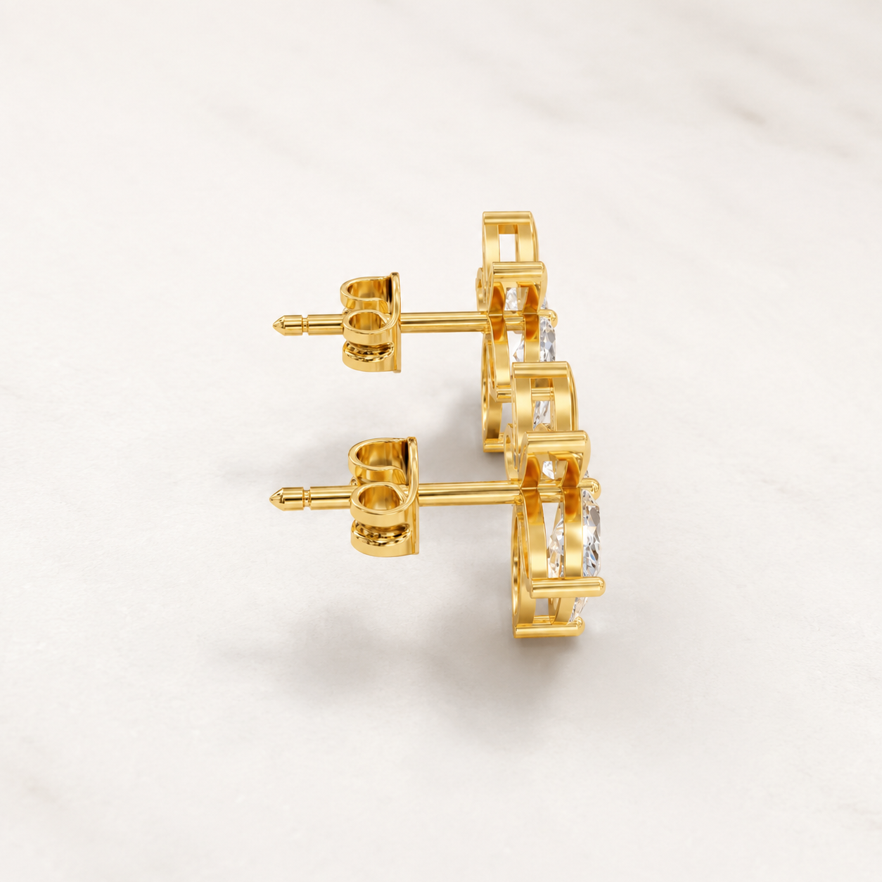 1.40 CT Marquise Diamond Floral Stud Earrings in Yellow Gold, White Gold & Rose Gold - view 2