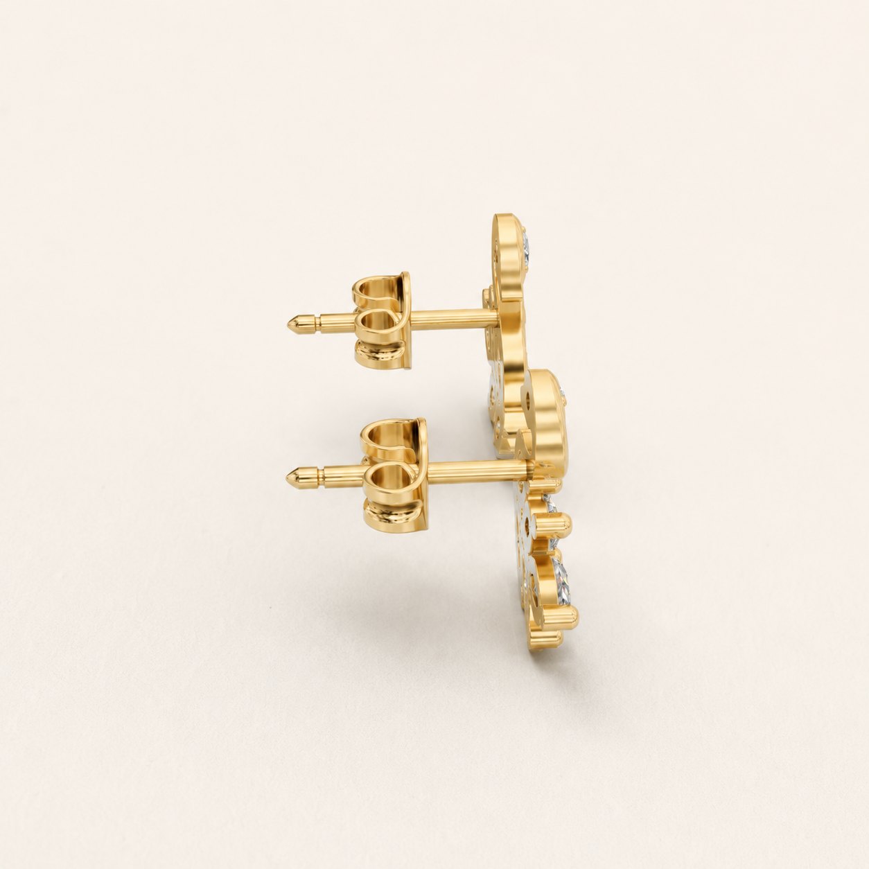 1.32 CT Marquise Diamond Swan Stud Earrings in Yellow Gold, White Gold & Rose Gold - view 2