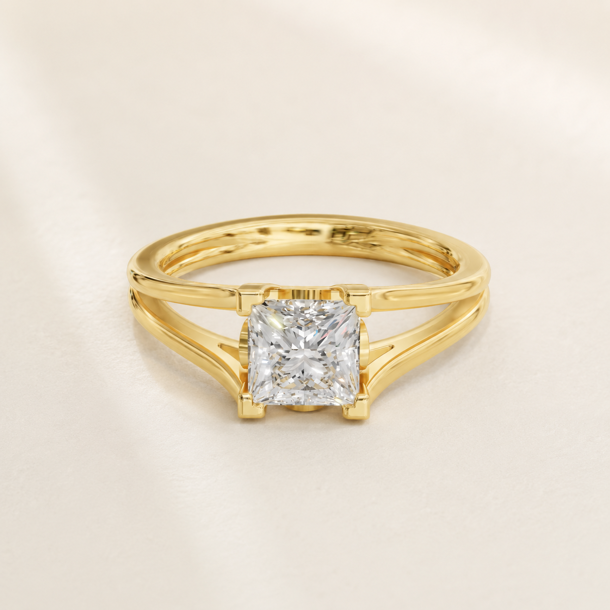 1 CT Princess Cut Diamond Ring in White, Yellow & Rose Gold