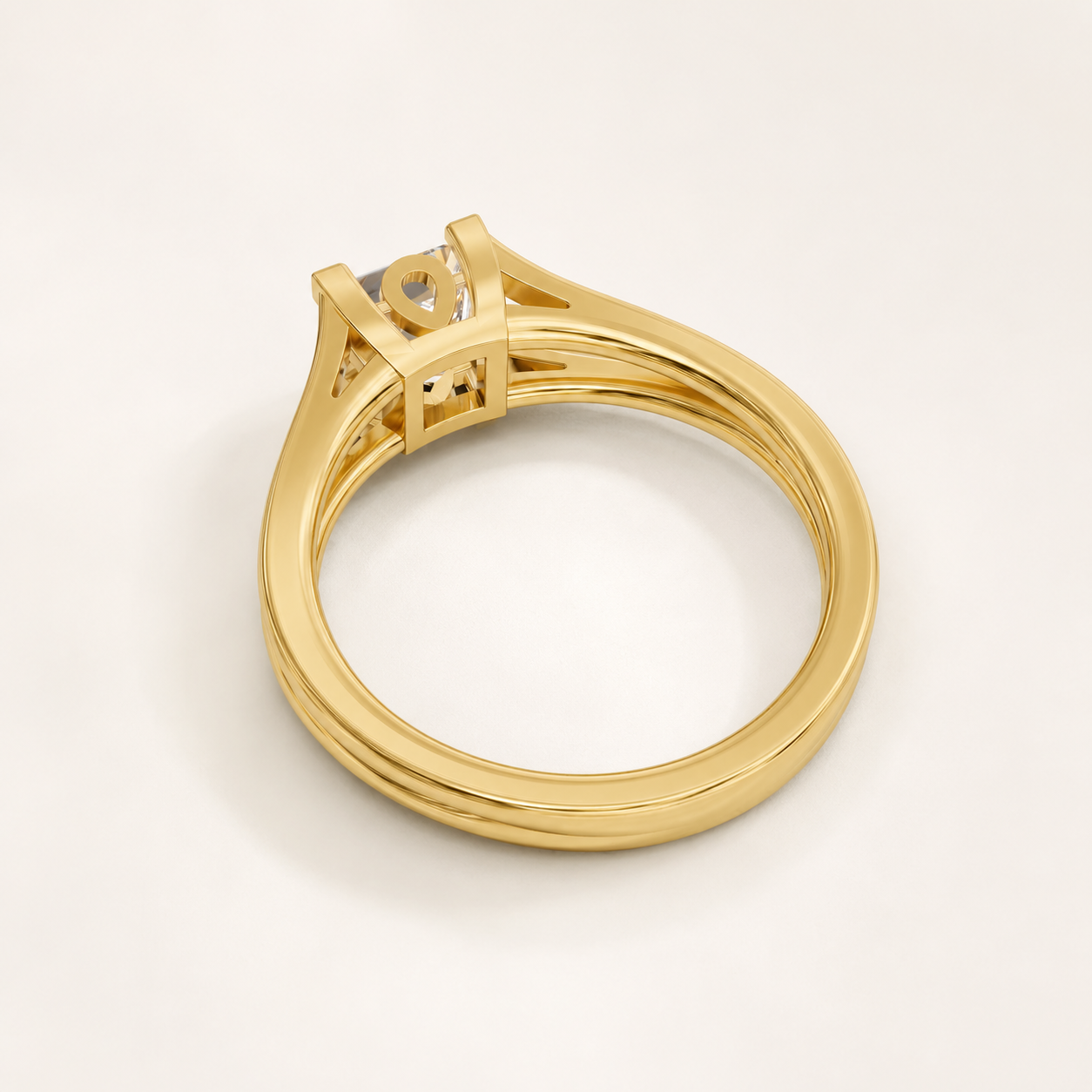 1 CT Princess Cut Diamond Ring in White, Yellow & Rose Gold - view 2