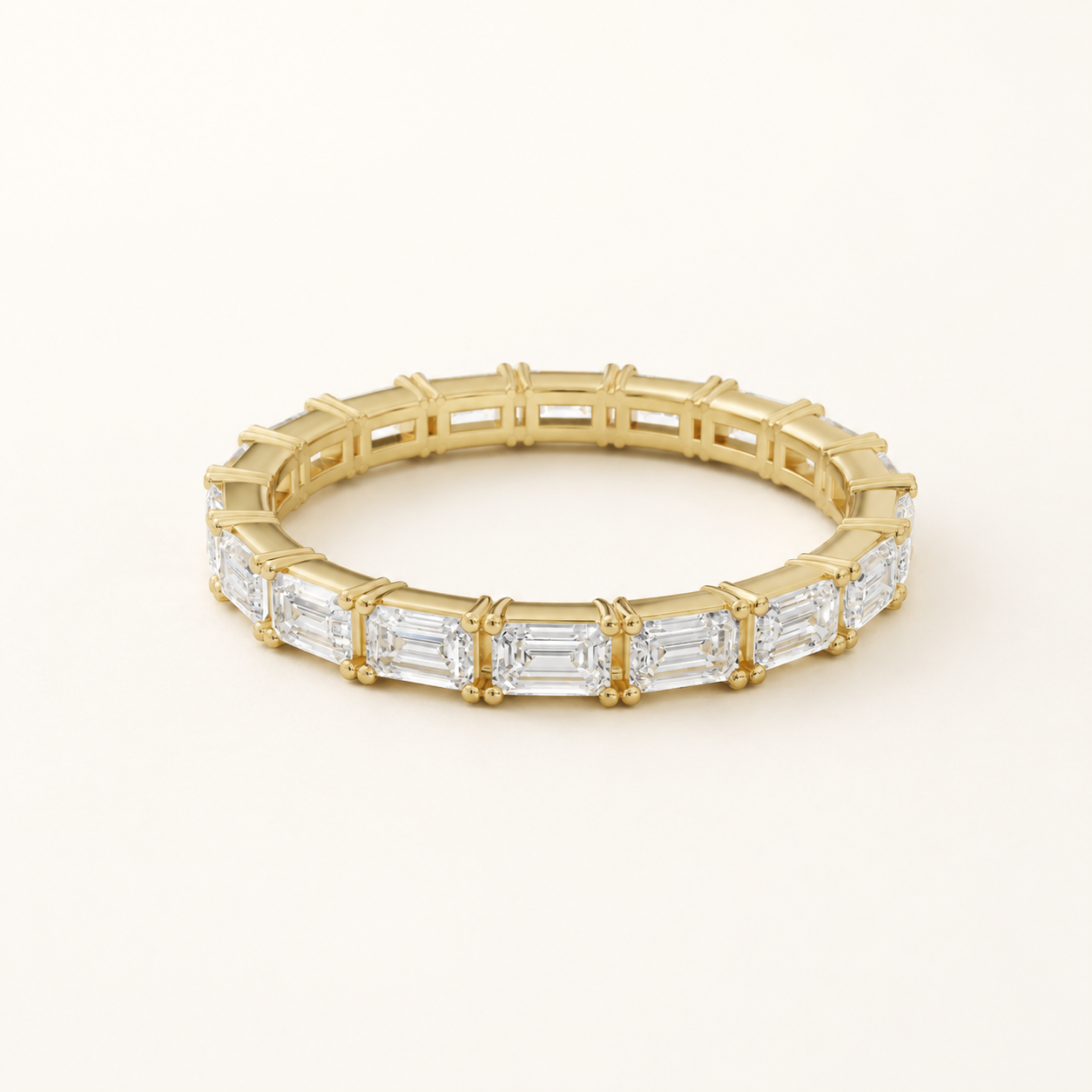 1.44 CT Emerald Cut Diamond Eternity Ring in White, Yellow & Rose Gold