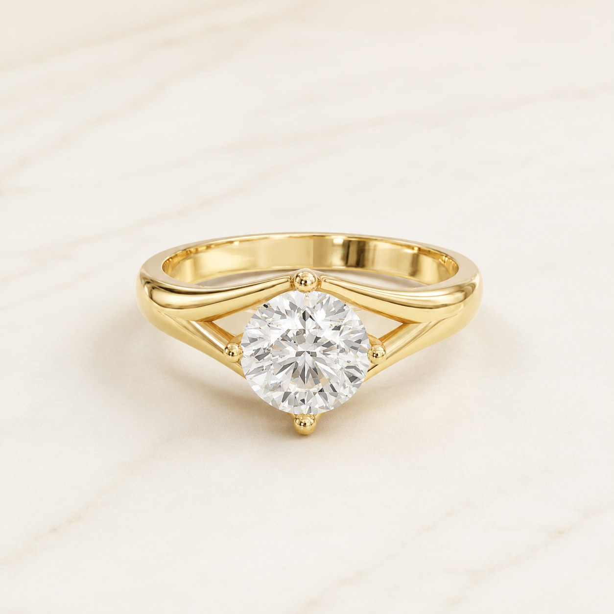 1.16 CT Round Diamond Solitaire Ring in White, Yellow & Rose Gold