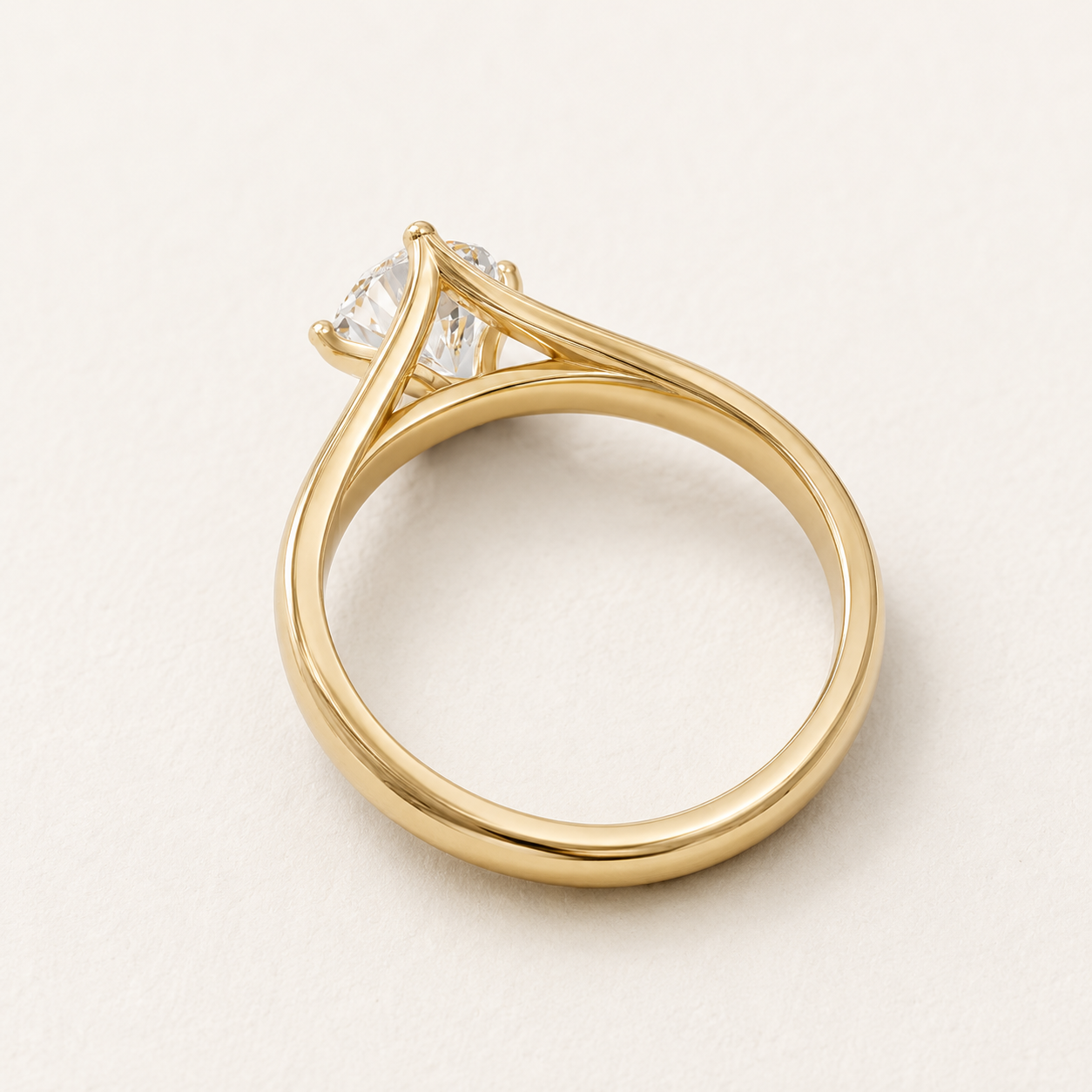1.16 CT Round Diamond Solitaire Ring in White, Yellow & Rose Gold - view 2