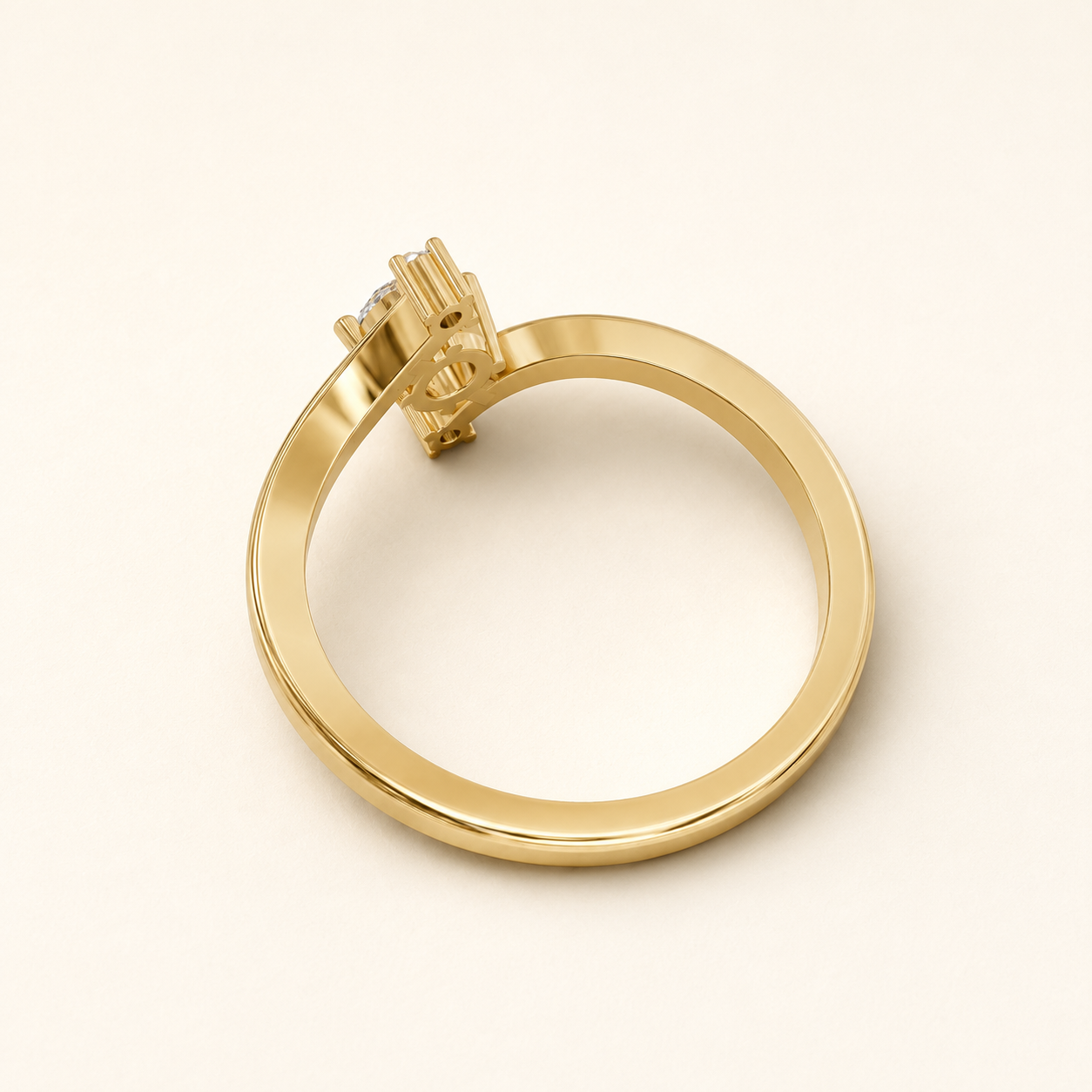 0.240 CT Round Diamond Bypass Ring in White, Yellow & Rose Gold - view 2