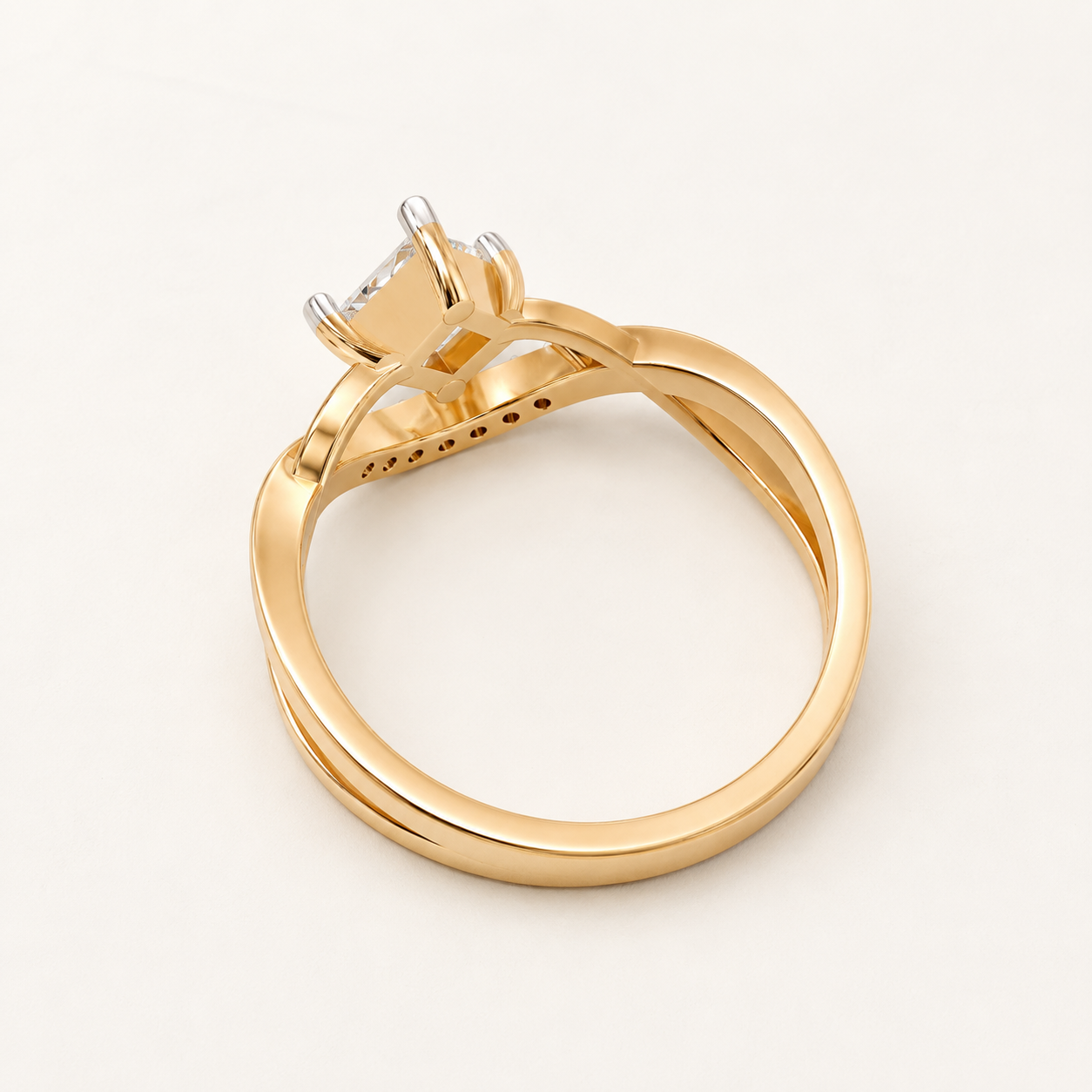 0.380 CT Princess Diamond Ring in White, Yellow & Rose Gold - view 2