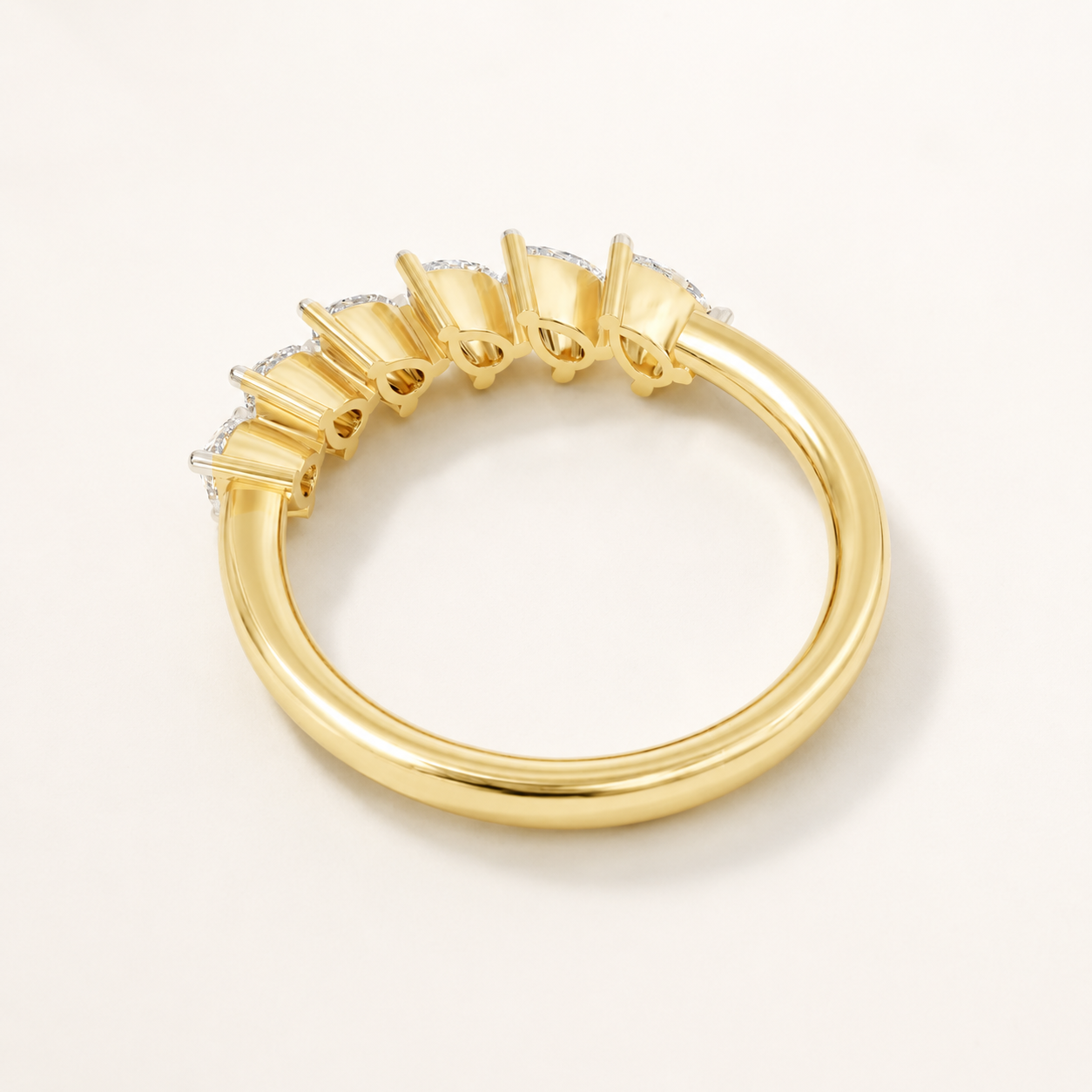 1.00 CT Pear Diamond Half-Eternity Ring in White, Yellow & Rose Gold - view 2