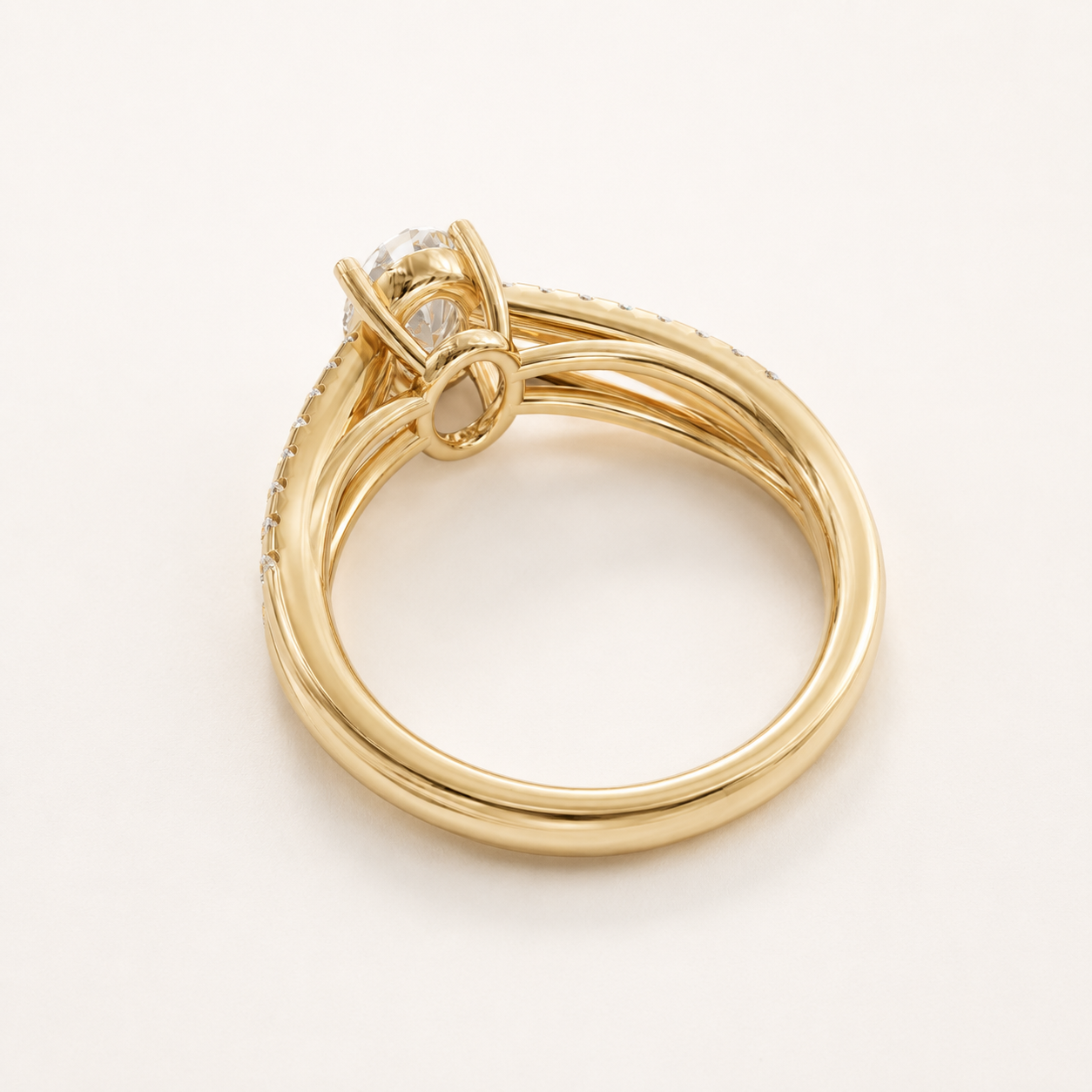 0.850 CT Oval Diamond Split-Shank Ring in White Gold, Yellow Gold & Rose Gold - view 2