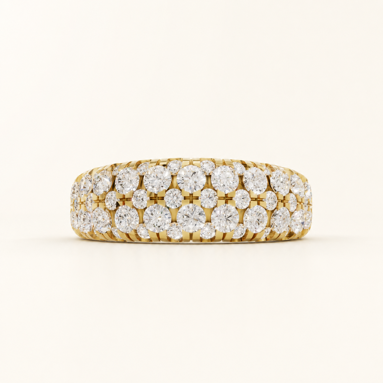 1.26 CT Round Diamond Statement Ring in White, Yellow & Rose Gold
