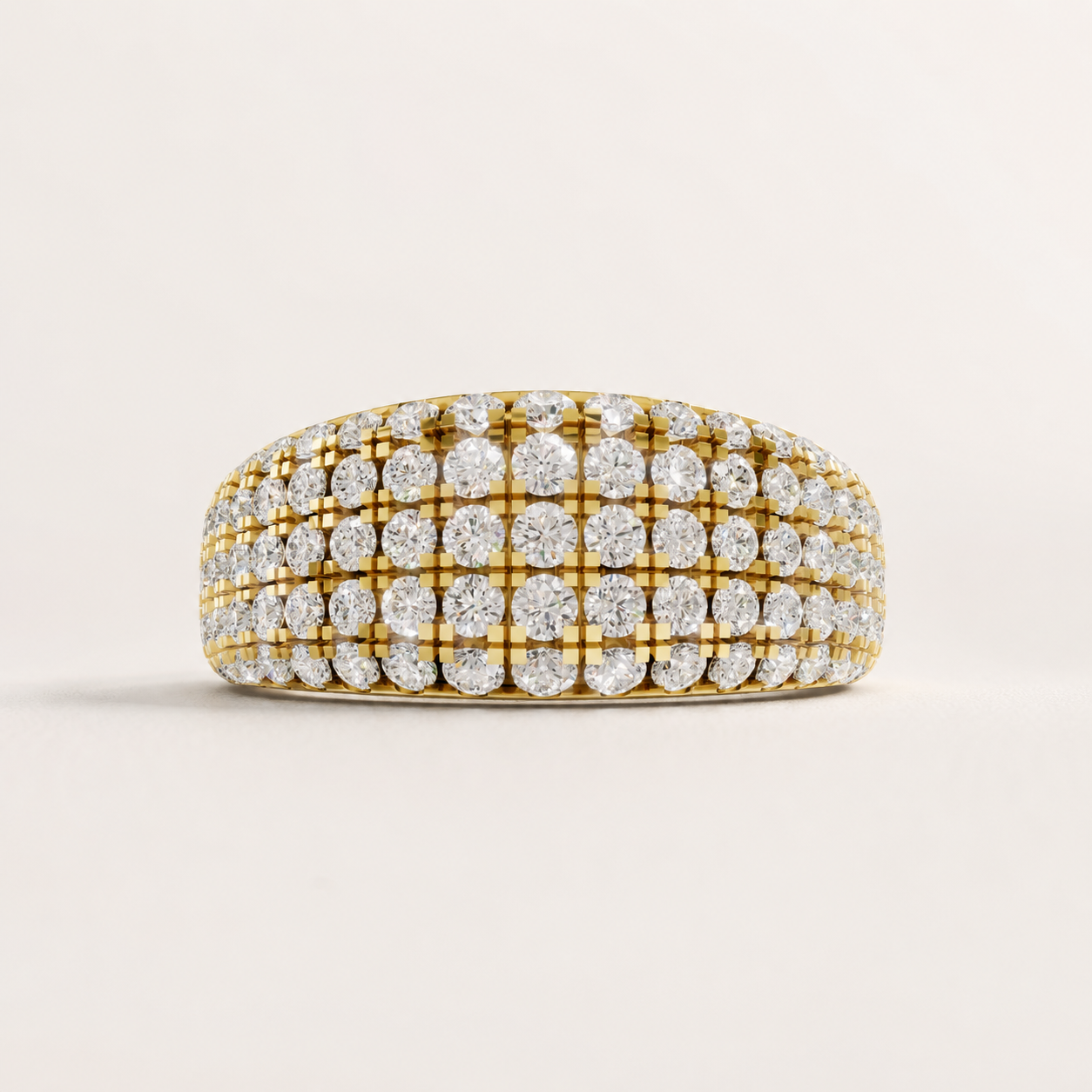 0.550 CT Round Diamond Wide Statement Ring in White, Yellow & Rose Gold