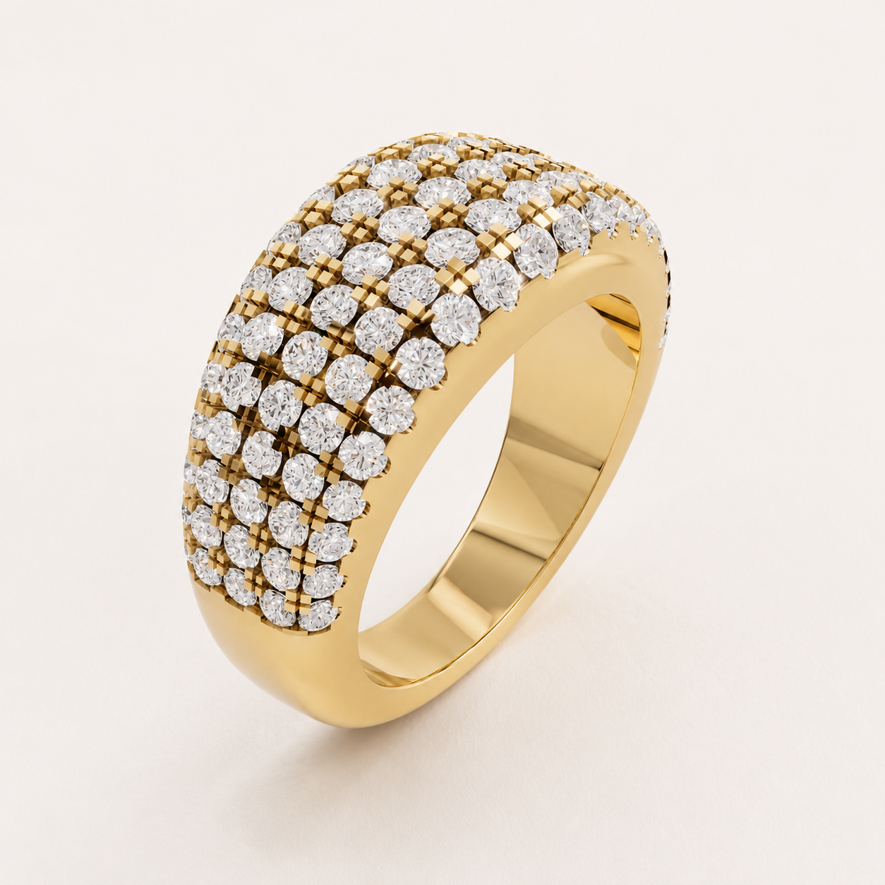 0.550 CT Round Diamond Wide Statement Ring in White, Yellow & Rose Gold - view 2