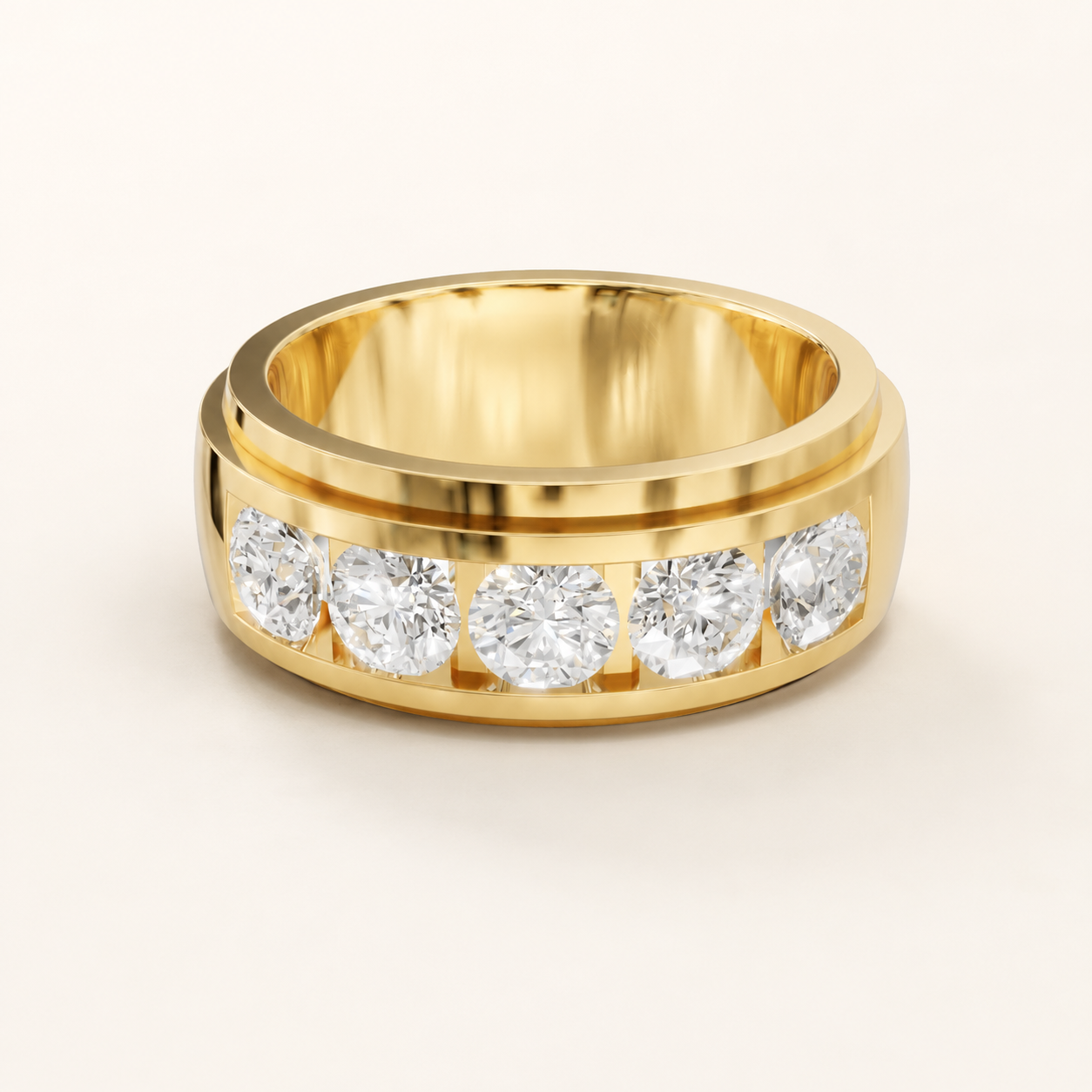 1.65 CT Round Diamond Men’s Band in White, Yellow & Rose Gold