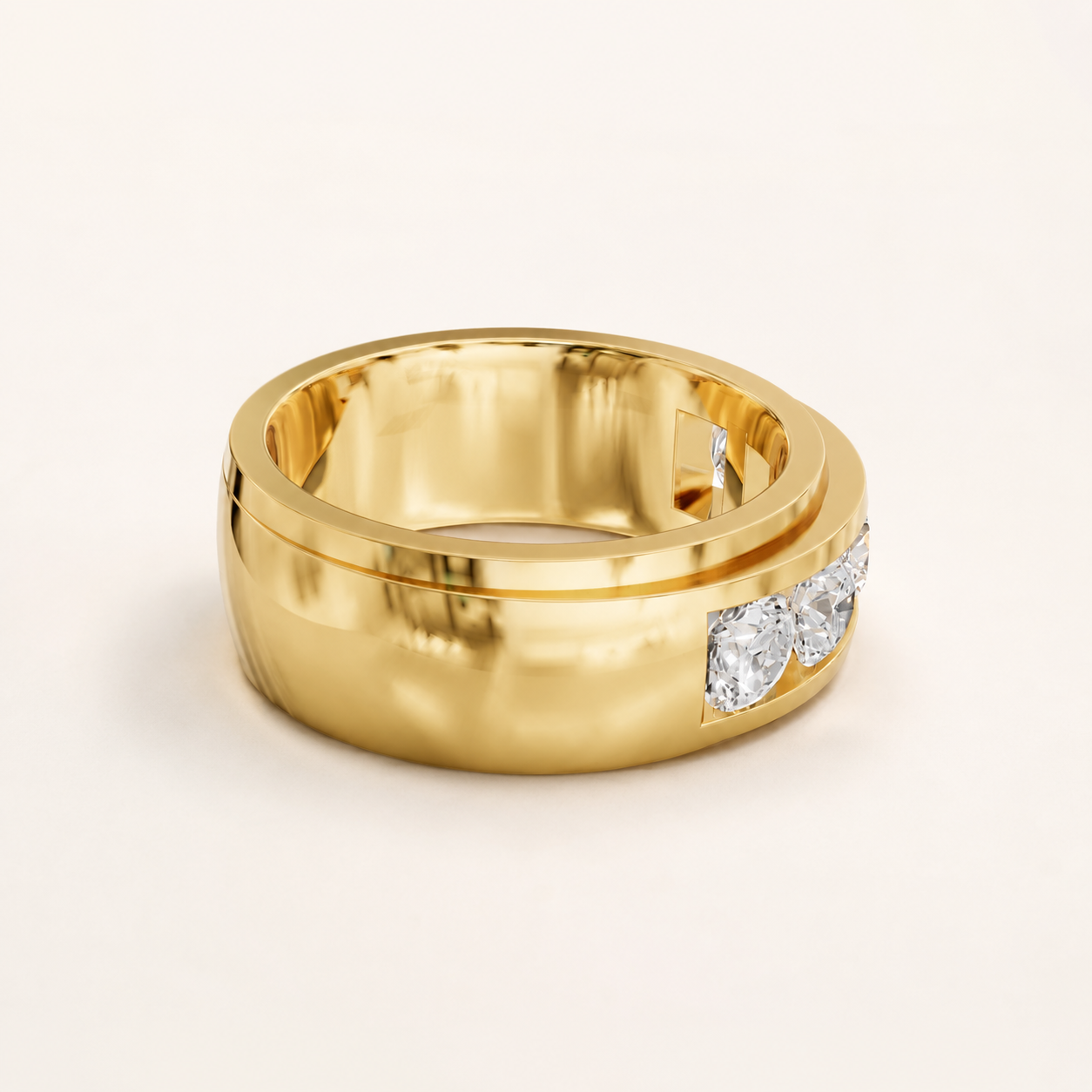 1.65 CT Round Diamond Men’s Band in White, Yellow & Rose Gold - view 2