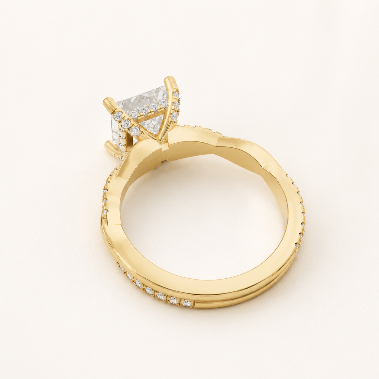 2.00 CT Princess Cut Diamond Twist Ring in White, Yellow & Rose Gold - view 2