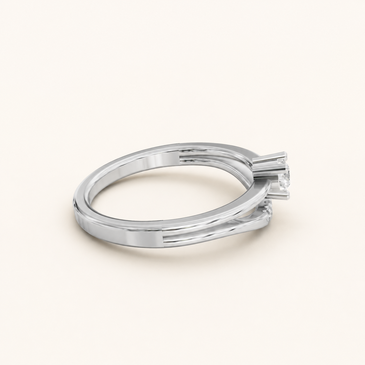 0.170 CT Round Diamond Curved Ring in White Gold, Yellow Gold & Rose Gold - view 2