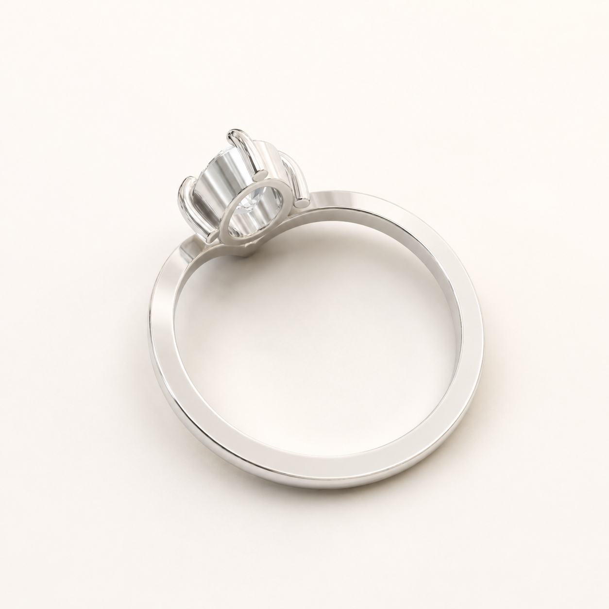 1.00 CT Oval Diamond V-Shaped Ring in White Gold, Yellow Gold & Rose Gold - view 2