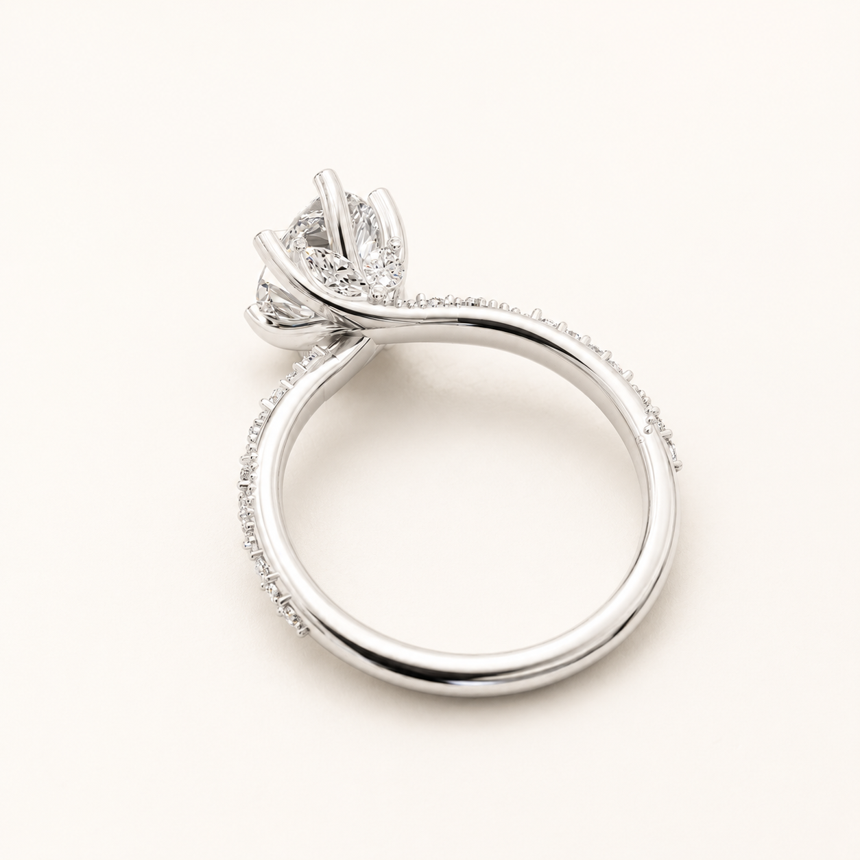 2.25 CT Pear Cut Diamond Twist Ring in White Gold, Yellow Gold & Rose Gold - view 2