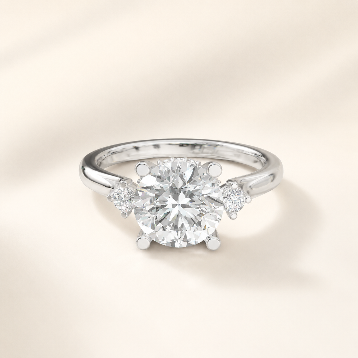 2.00 CT Round Lab-Grown Diamond Ring in Yellow, White & Rose Gold