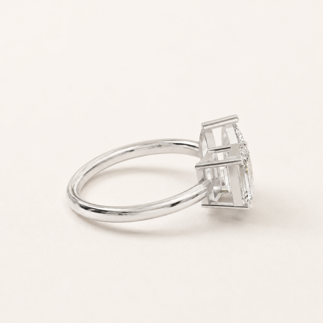 1.00 CT Emerald & Pear Lab-Grown Diamond Ring in Yellow, White & Rose Gold - view 2