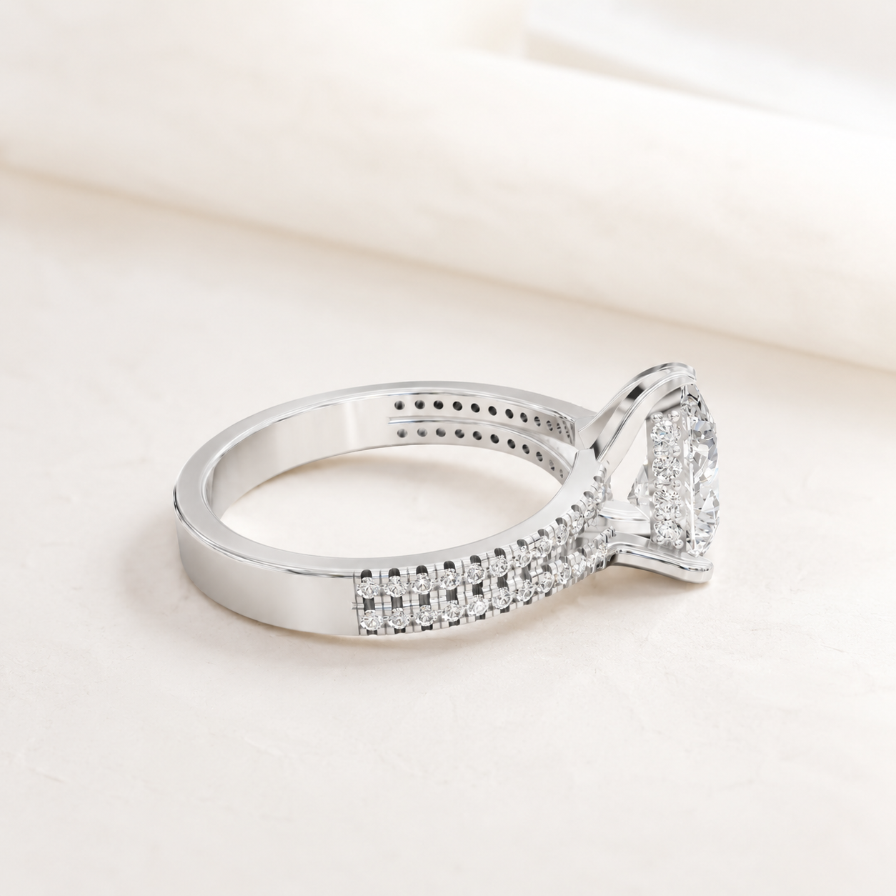 1.35 CT Pear Lab-Grown Diamond Ring in Yellow, White & Rose Gold - view 2