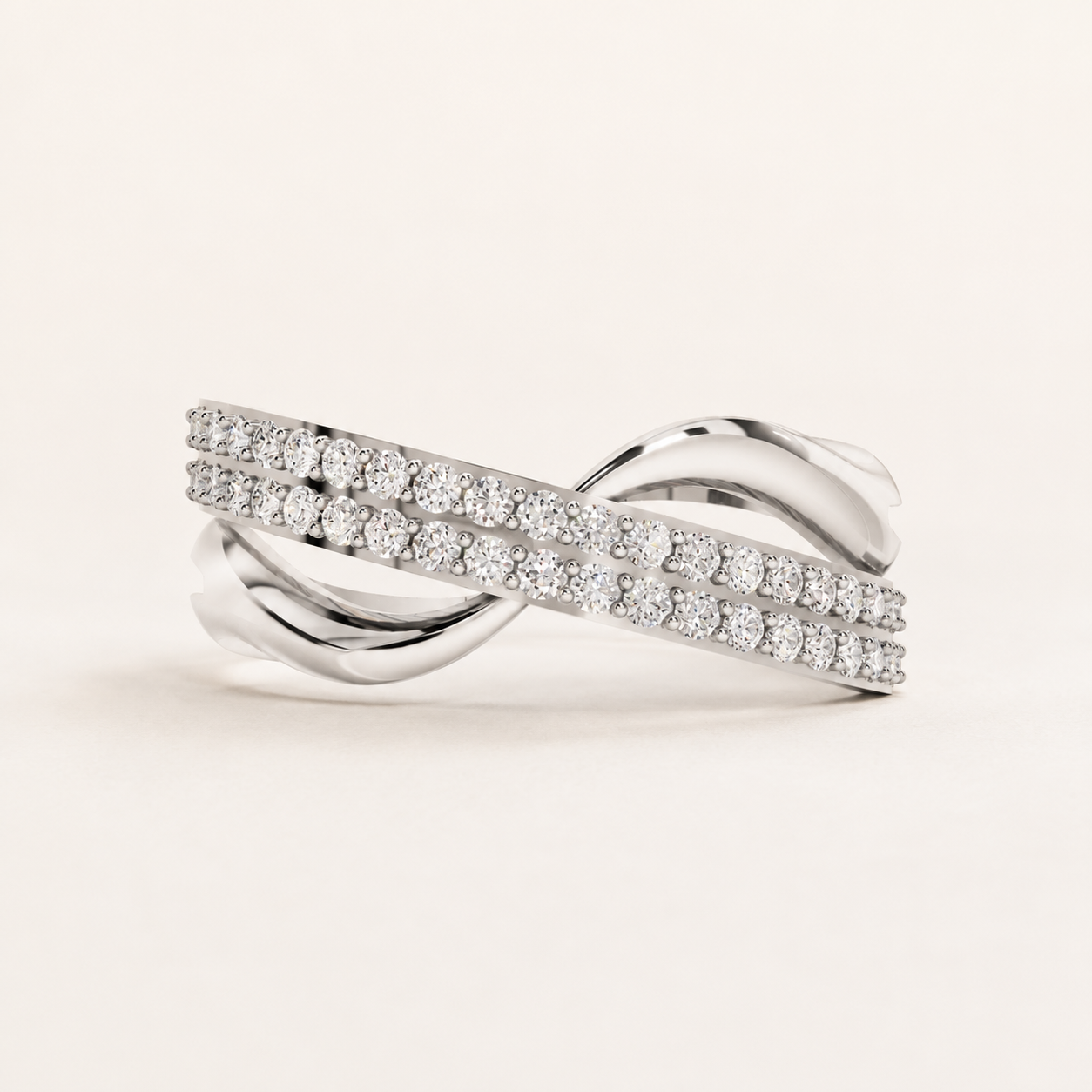 0.90 CT Round Lab-Grown Diamond Crossover Ring in Yellow, White & Rose Gold