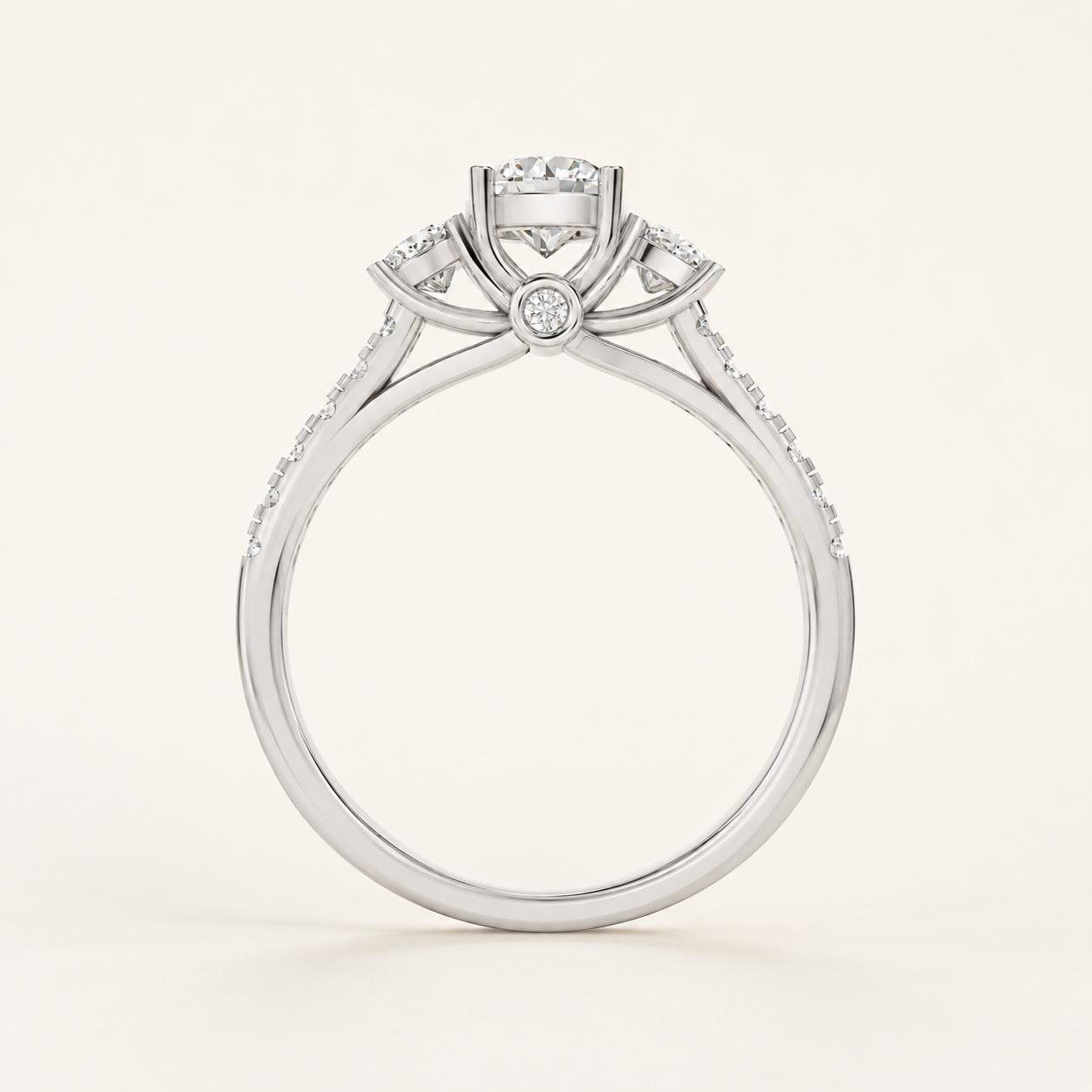 0.50 CT Round Lab-Grown Diamond Three-Stone Ring in Yellow, White & Rose Gold - view 2