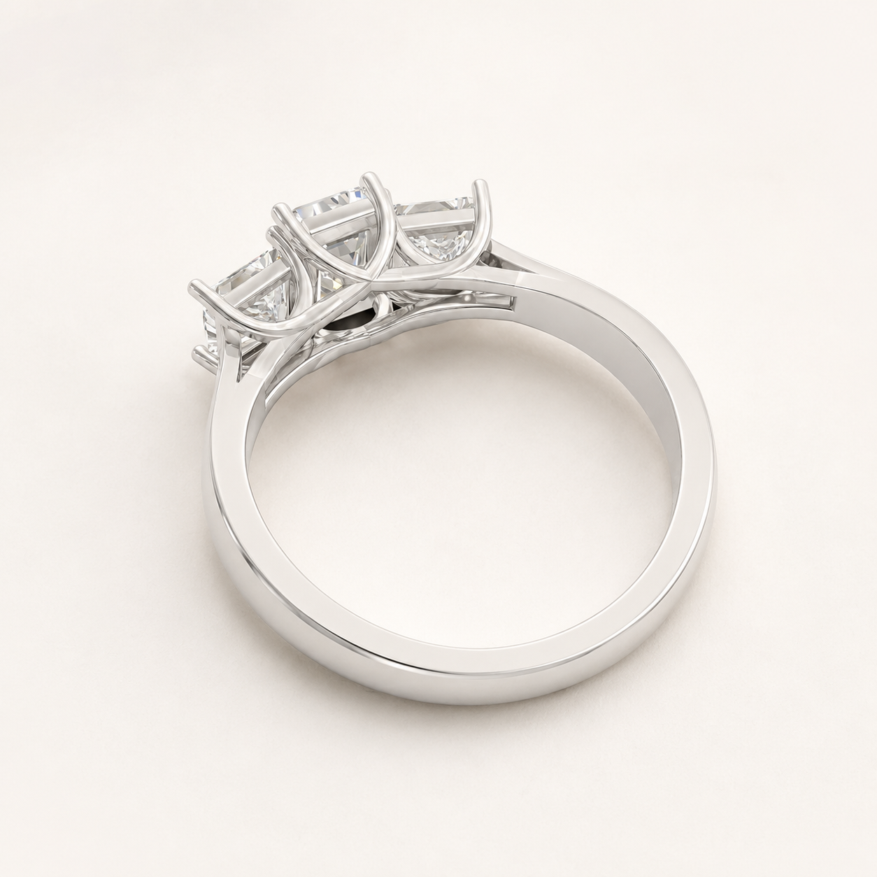 0.660 CT Princess & Emerald-Cut Lab-Grown Diamond Three-Stone Ring in Yellow, White & Rose Gold - view 2