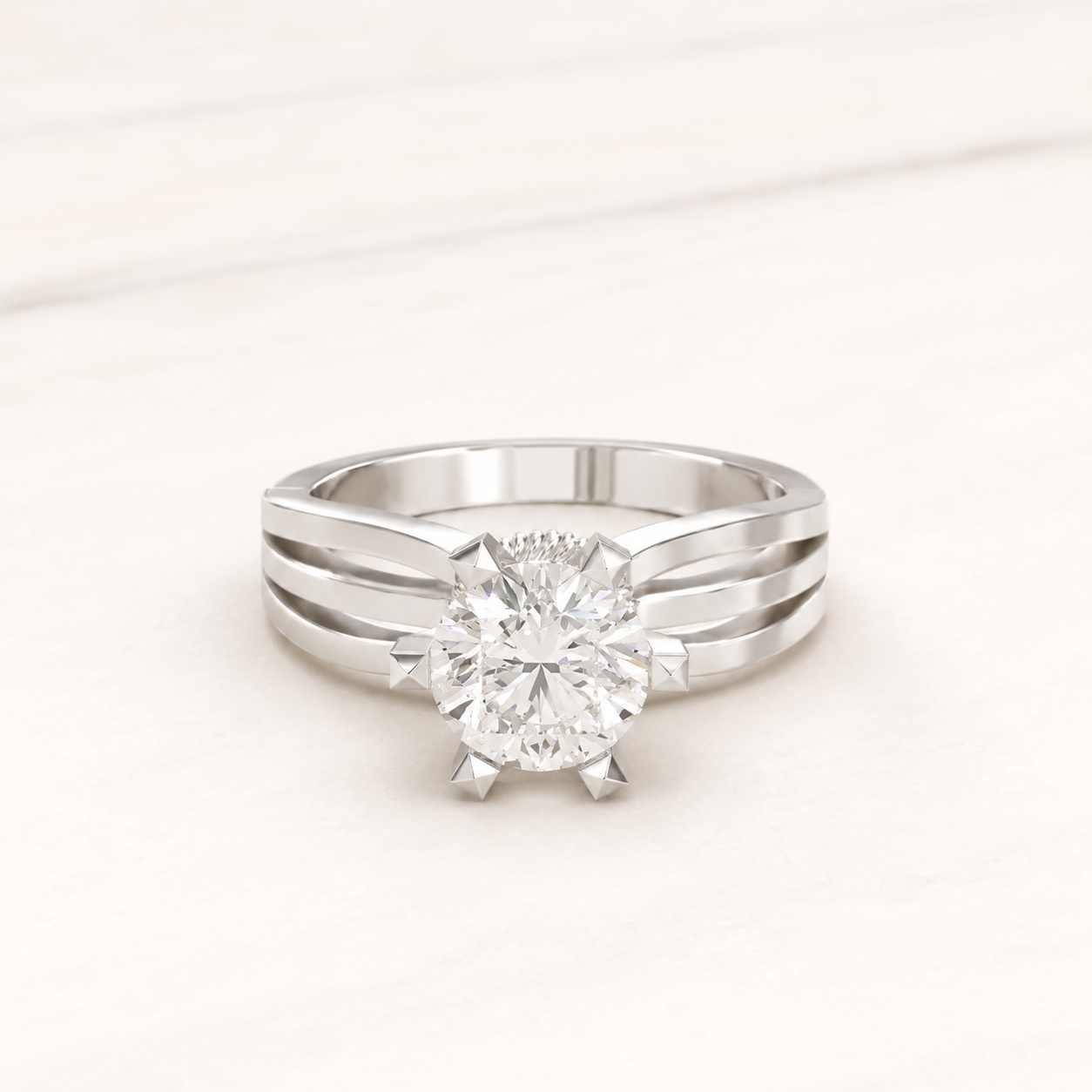 1.26 CT Round Lab-Grown Diamond Solitaire Ring in Yellow Gold, White Gold & Rose Gold