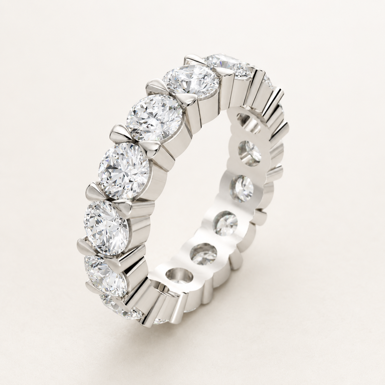 4.95 CT Round Lab-Grown Diamond Band in Yellow Gold, White Gold & Rose Gold - view 2