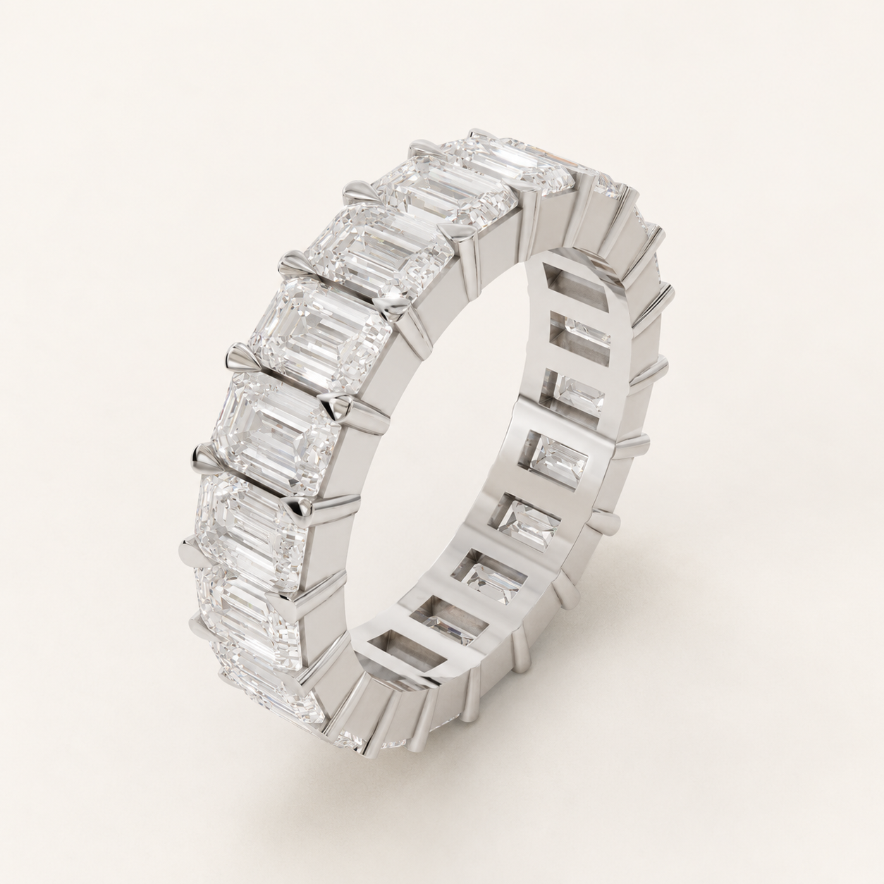 5.00 CT Emerald-Cut Lab-Grown Diamond Eternity Band in Yellow Gold, White Gold & Rose Gold - view 2