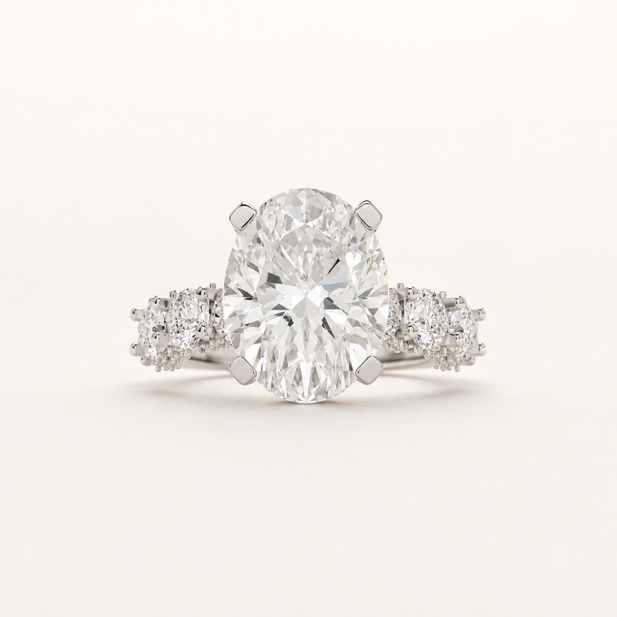 4.60 CT Oval Lab-Grown Diamond Ring in Yellow Gold, White Gold & Rose Gold