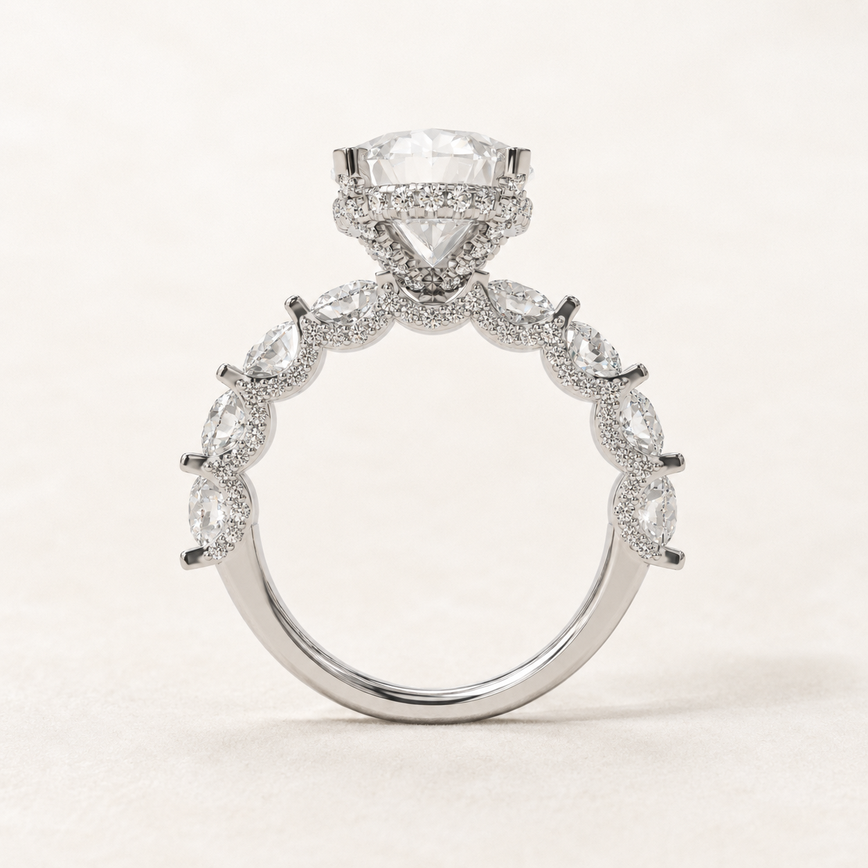 4.60 CT Oval Lab-Grown Diamond Ring in Yellow Gold, White Gold & Rose Gold - view 2