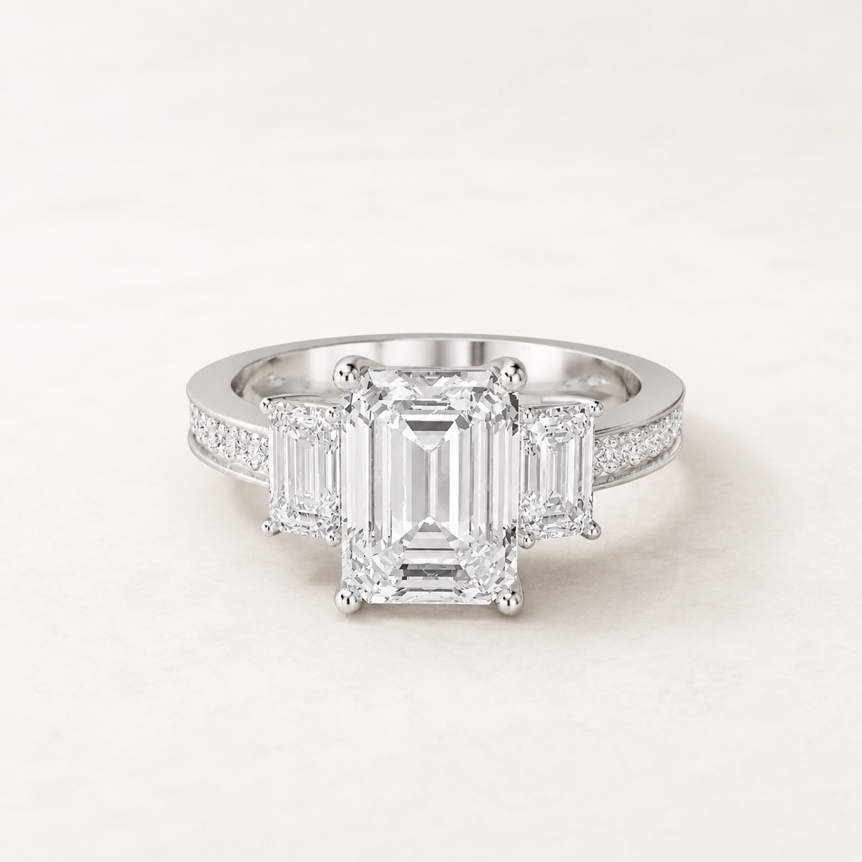 1.95 CT Emerald-Cut Lab-Grown Diamond Ring in Yellow Gold, White Gold & Rose Gold