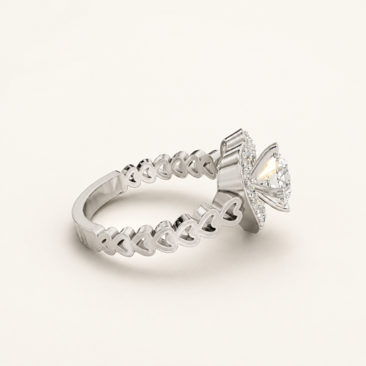 1.00 CT Heart Halo Lab-Grown Diamond Ring in Yellow Gold, White Gold & Rose Gold - view 2