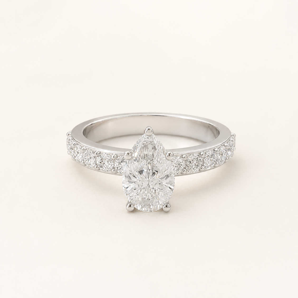 1.10 CT Pear Lab-Grown Diamond Ring in Yellow Gold, White Gold & Rose Gold