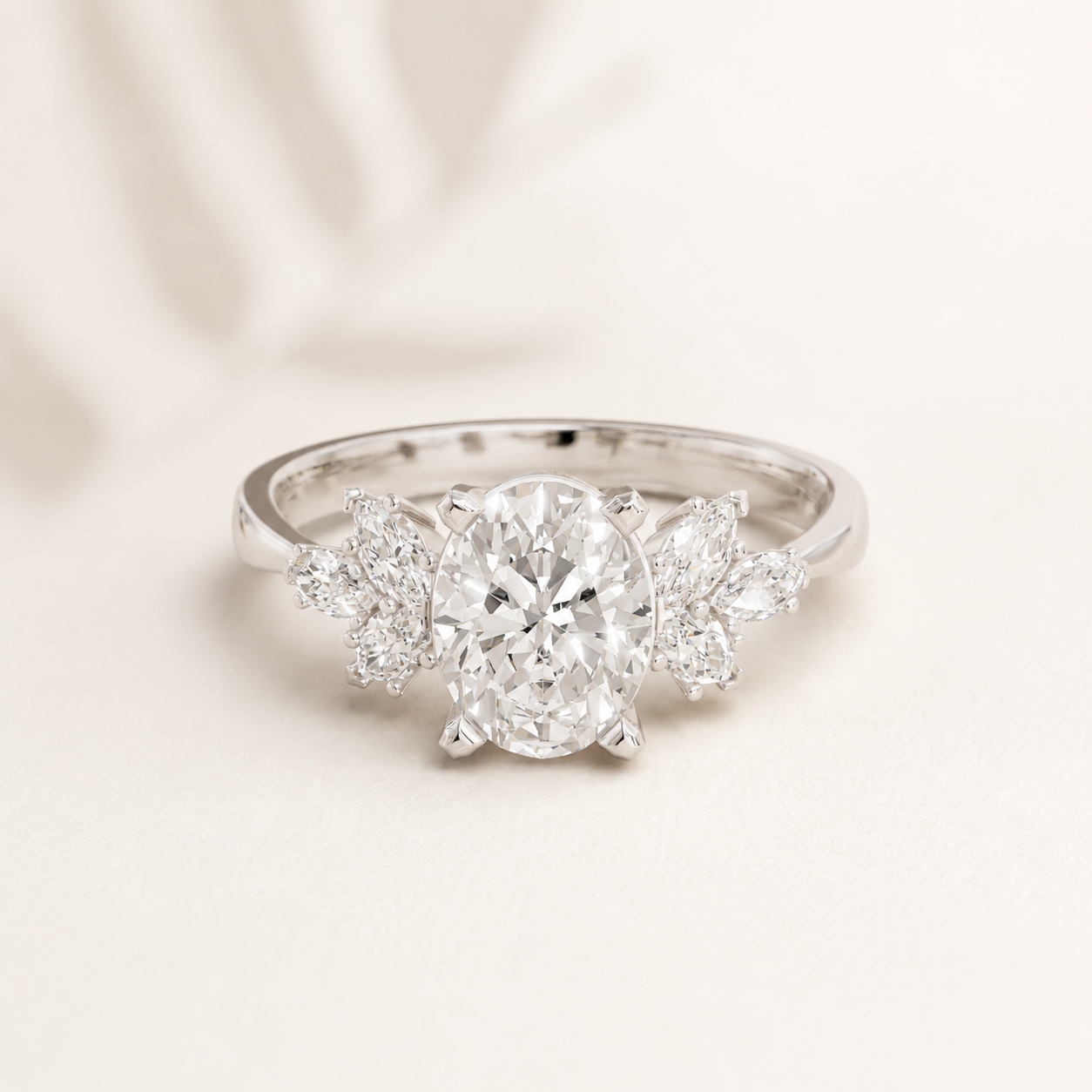 1.00 CT Oval Lab-Grown Diamond Floral Ring in Yellow Gold, White Gold & Rose Gold