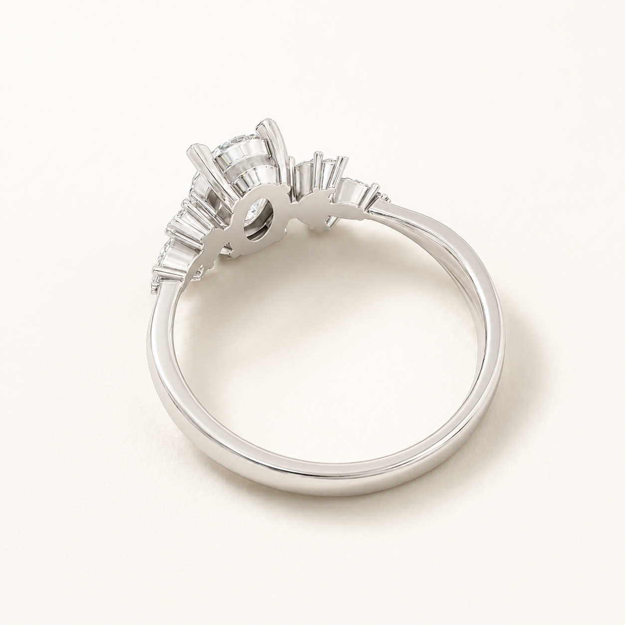 1.00 CT Oval Lab-Grown Diamond Floral Ring in Yellow Gold, White Gold & Rose Gold - view 2