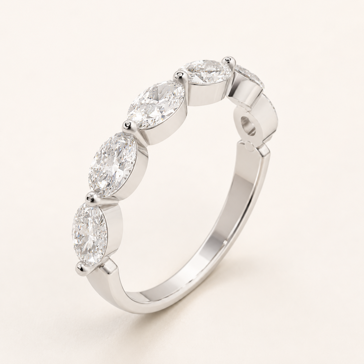 1.20 CT Oval & Round Lab-Grown Diamond Band in Yellow Gold, White Gold & Rose Gold - view 2