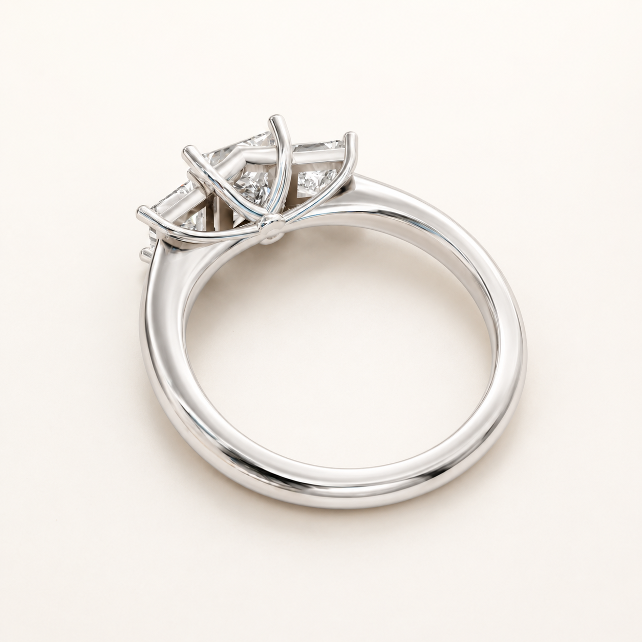 1.00 CT Princess Lab-Grown Diamond Three-Stone Ring in Yellow Gold, White Gold & Rose Gold - view 2