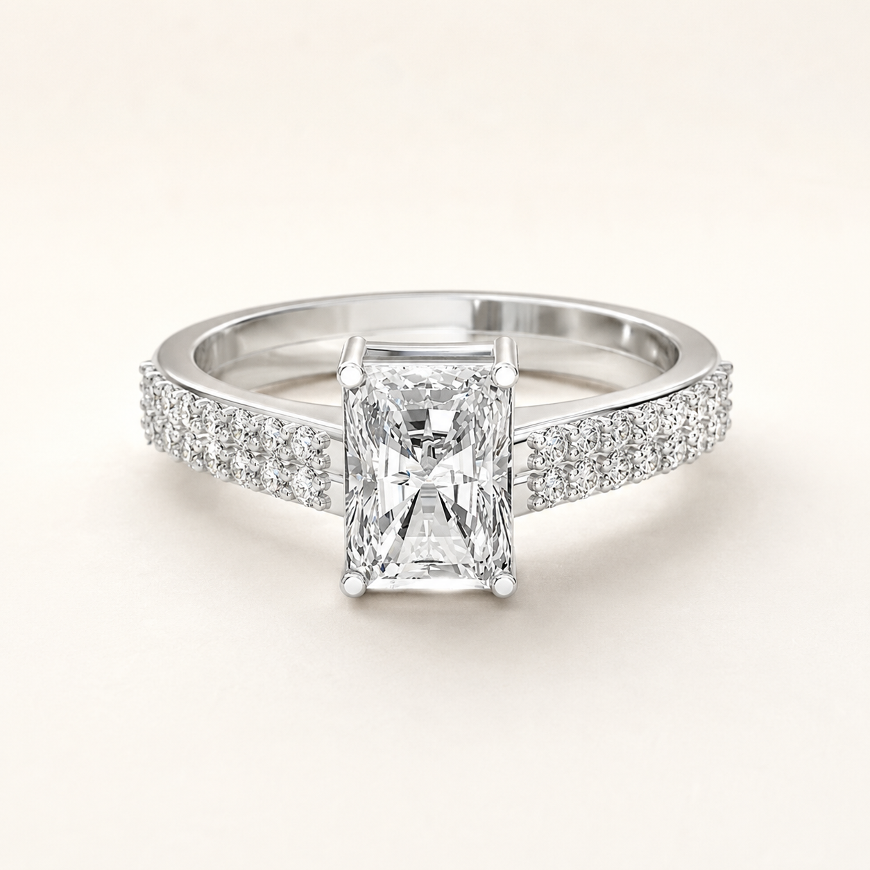 1.80 CT Radiant Lab-Grown Diamond Ring in Yellow Gold, White Gold & Rose Gold