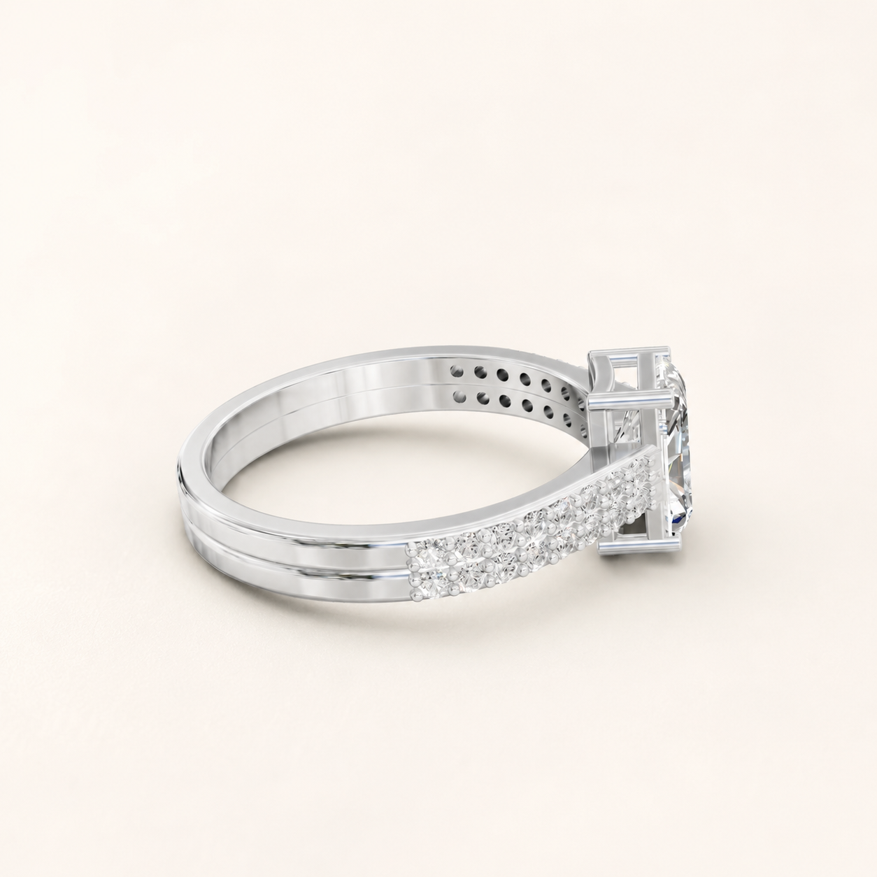 1.80 CT Radiant Lab-Grown Diamond Ring in Yellow Gold, White Gold & Rose Gold - view 2