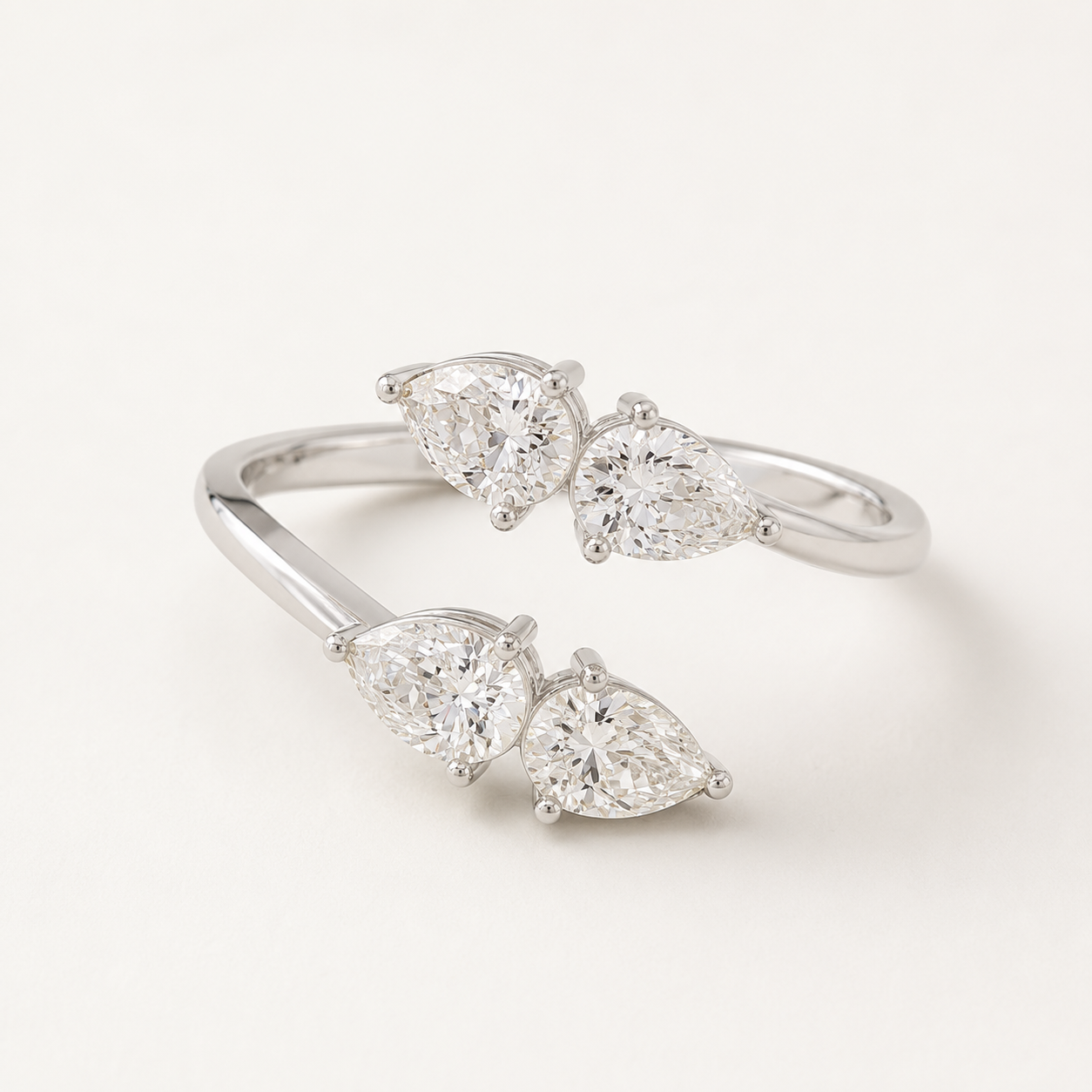 0.920 CT Pear Lab-Grown Diamond Bypass Ring in Yellow Gold, White Gold & Rose Gold